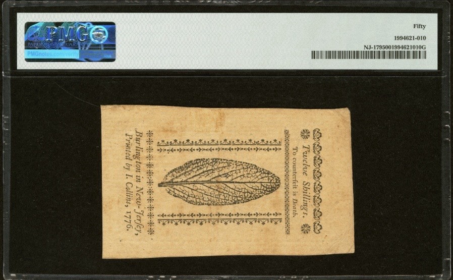 1776 NEW JERSEY Colonial Currency American Revolution Bank Note NJ-179, PMG 50