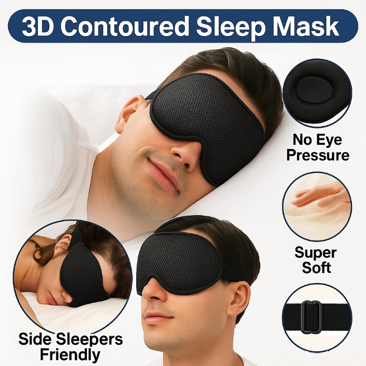 3D Sleep Mask for Side Sleeper Men Women Eye Cover Light Blocking Travel Nap