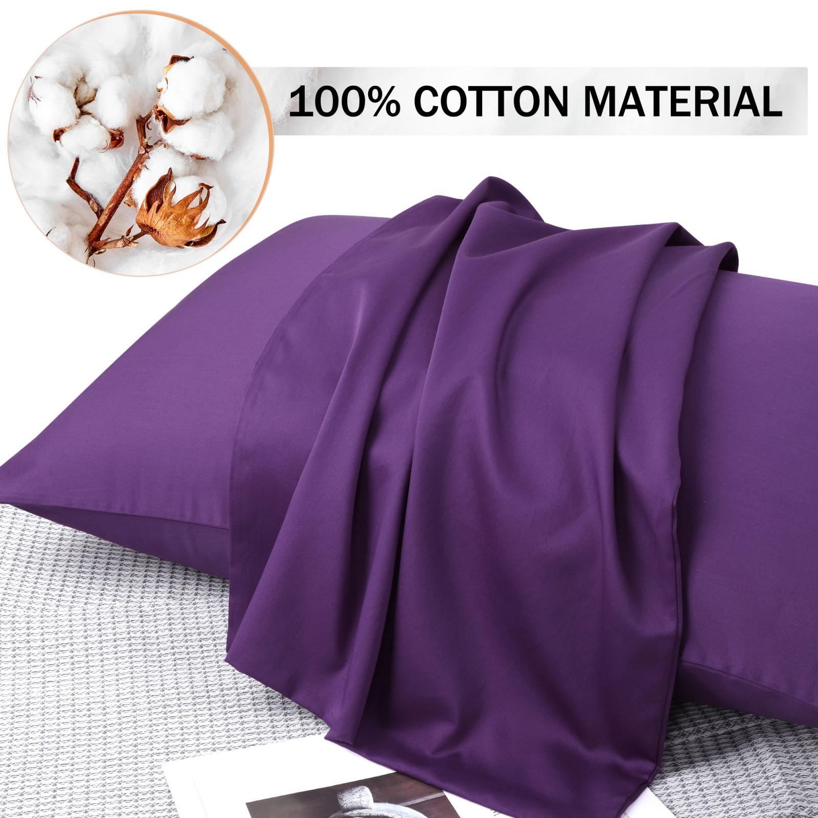 100% Cotton Pillowcases Set of 2, Zipper Closure Soft Home