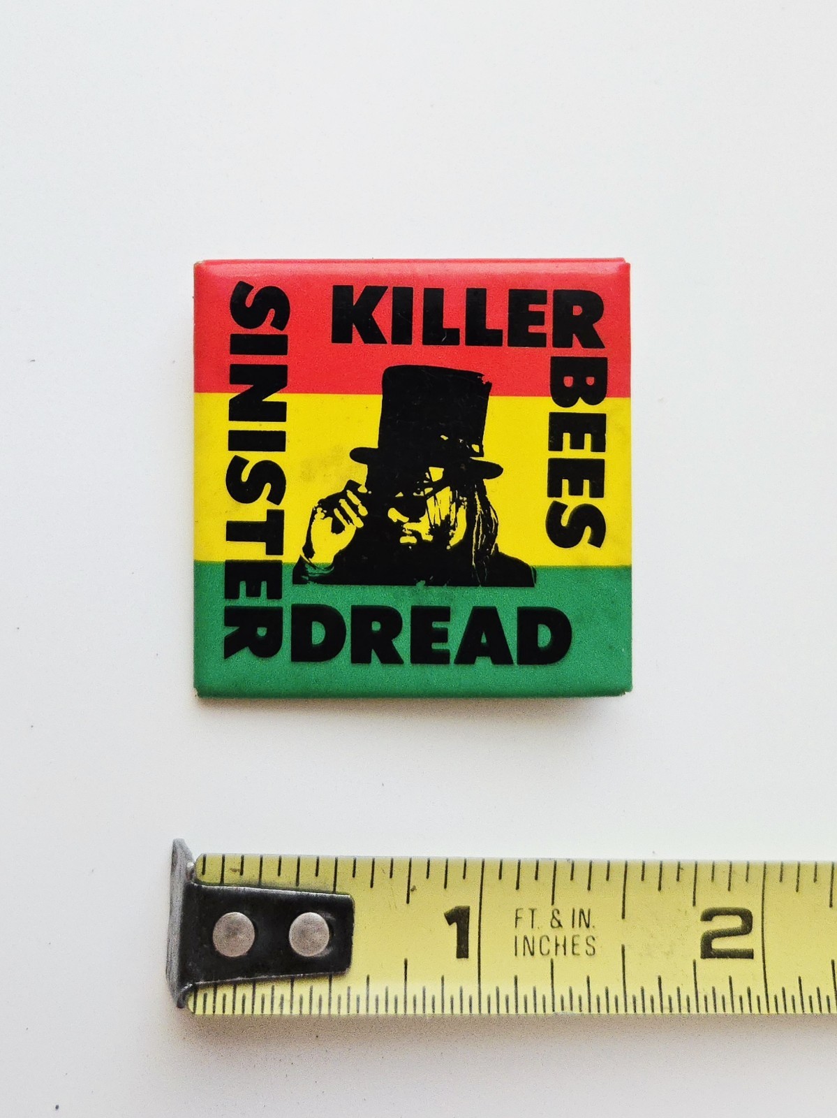 VINTAGE 1987 SINISTER DREAD THE KILLER BEES PROMO PIN GROOVIN REGGAE LP BUTTON
