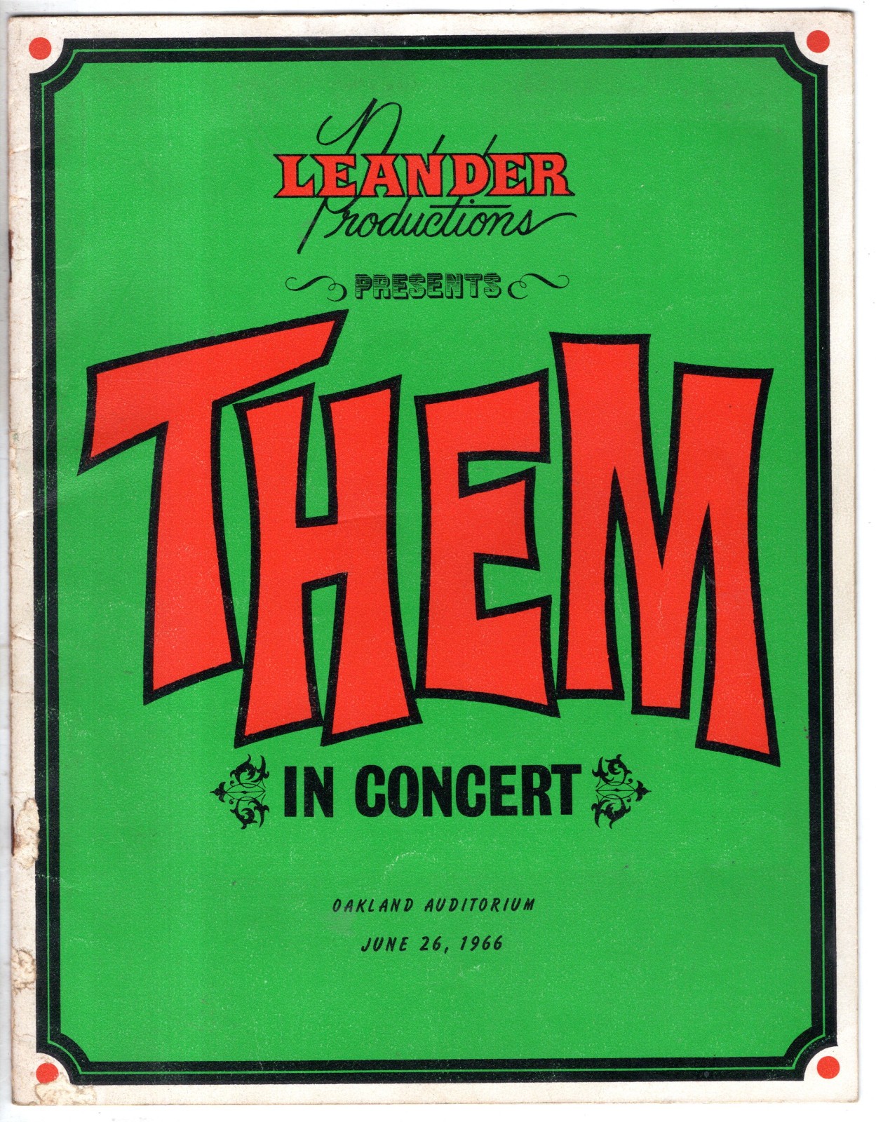 Them Van Morrison 1966 Concert Tour Book Oakland Coliseum Association Baytovens