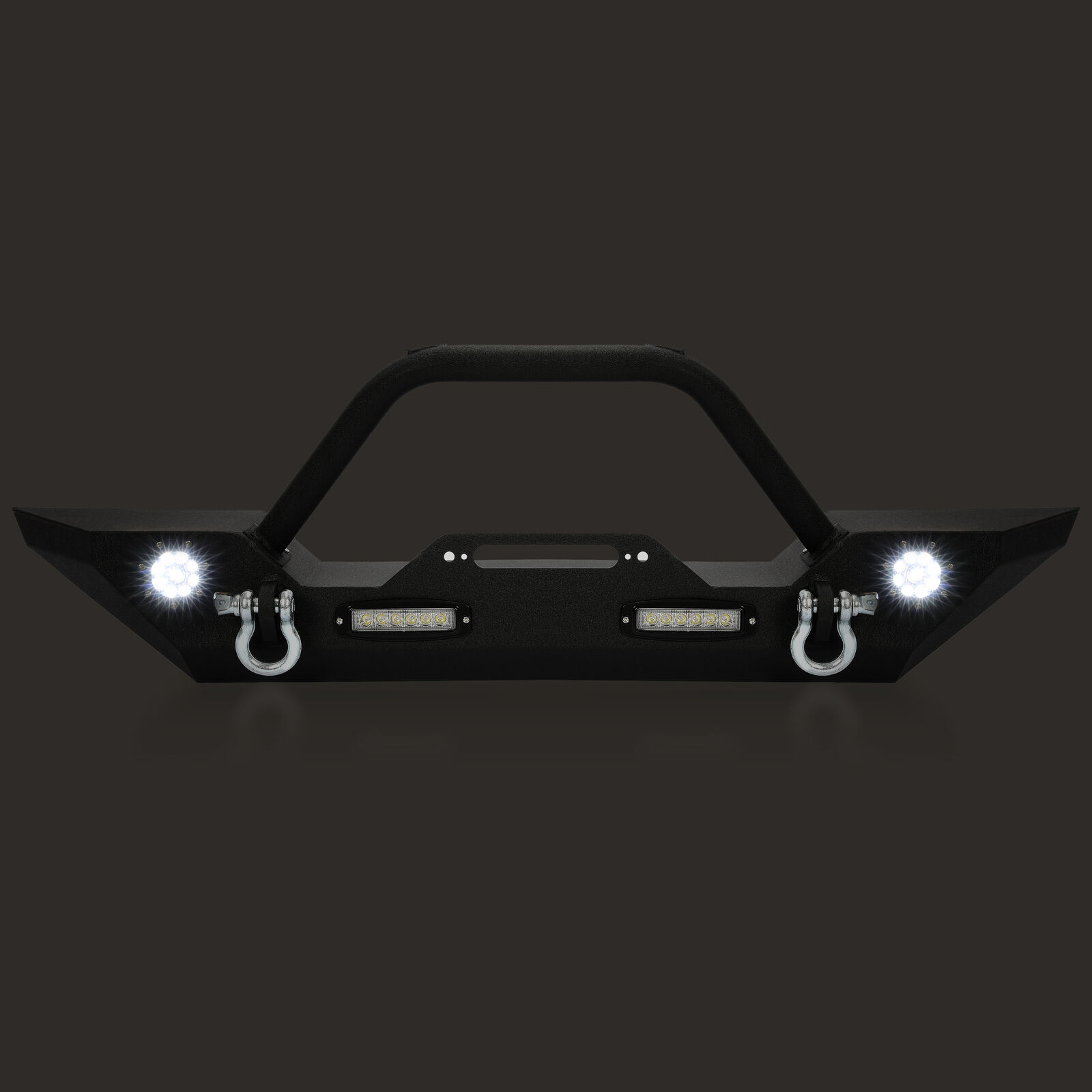 Steel Front Bumper w/LED Lights for Jeep Wrangler JK JL 07-22 Gladiator JT 20-22