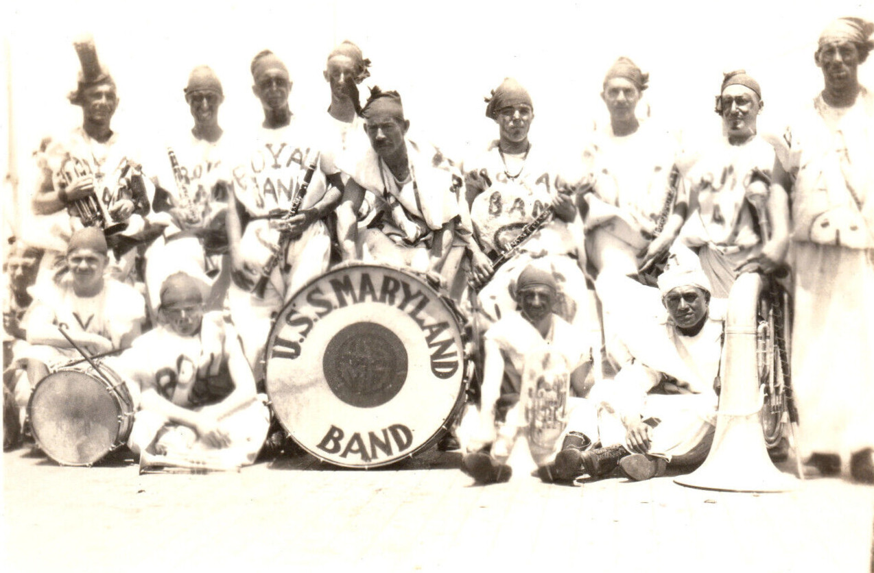 WWI USS Maryland Band Battleship Real Photo Postcard RPPC
