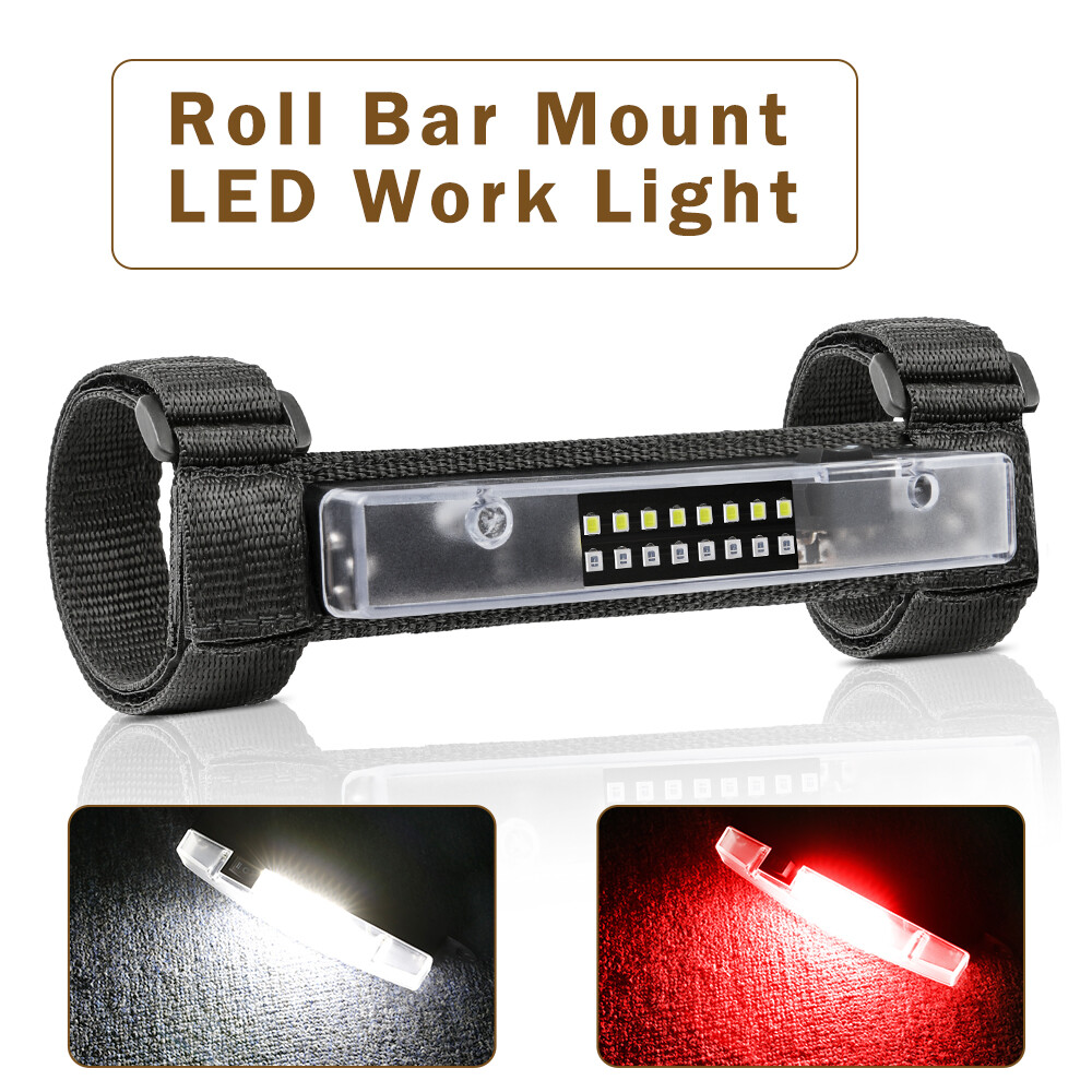 UTV LED Interior Dome Light Roll Bar Cage Mounts Universal Polaris RZR Red&White