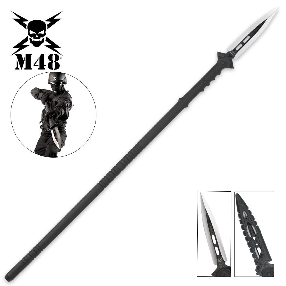 M48 Survival Hunting Spear Fixed Blade Knife with Sheath