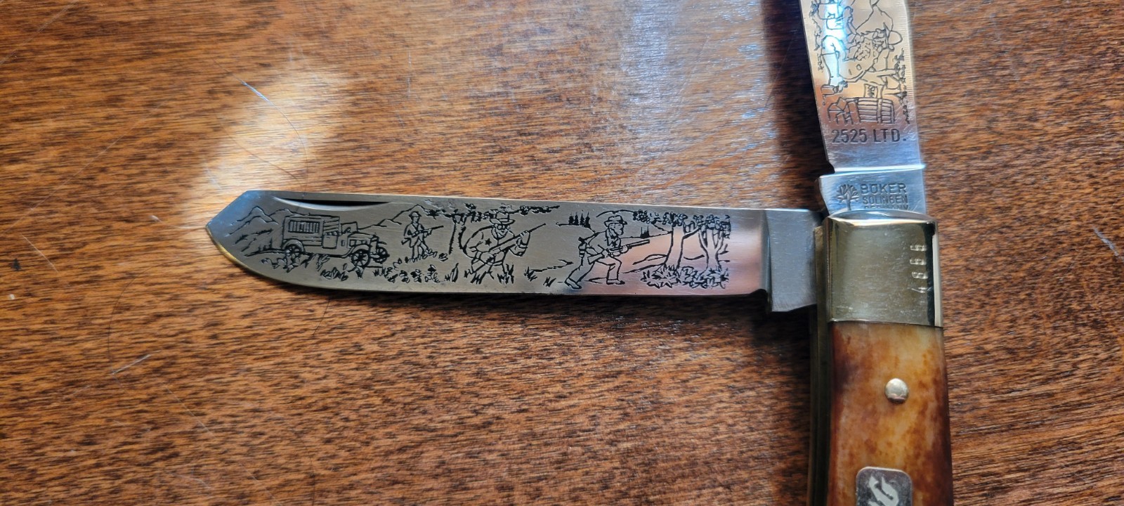 Boker 2525 White Lightning Limited Ed Trapper Pocket Knife with Box Germany