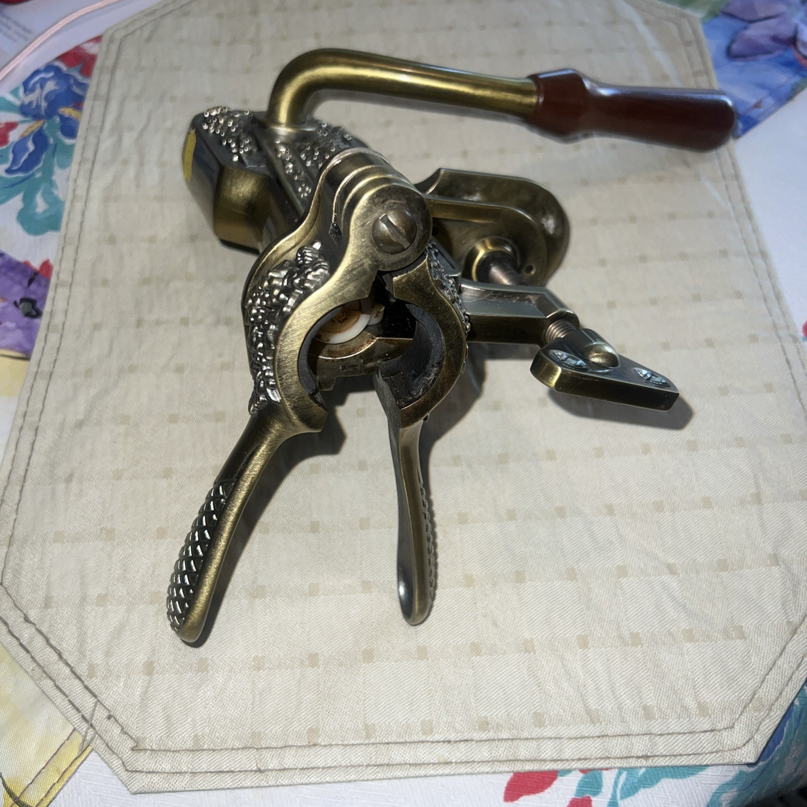 Roger Estate "LEGRAPE" Brass Table Top Corkscrew Wine Opener -- RARE VARIATION