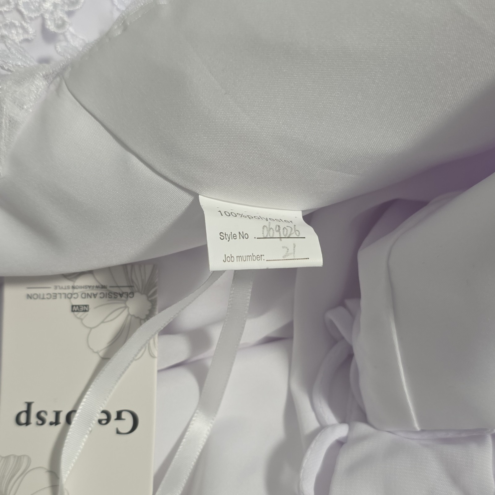 Geforsp White Lace Sleeveless V Neck Corset Wedding Dress 100% Polyester