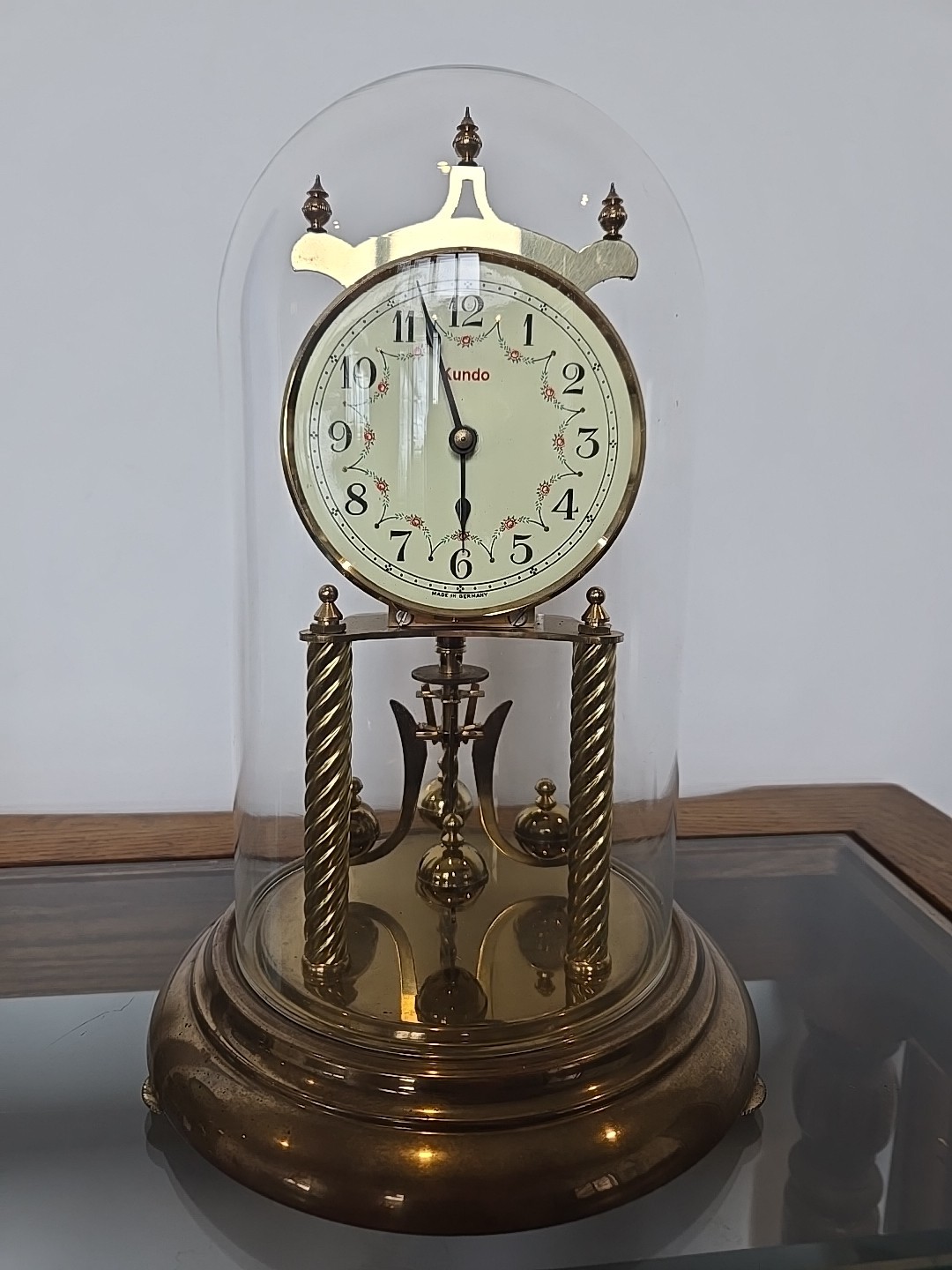 Vintage Kundo 400 Day Anniversary Clock Glass Dome Working