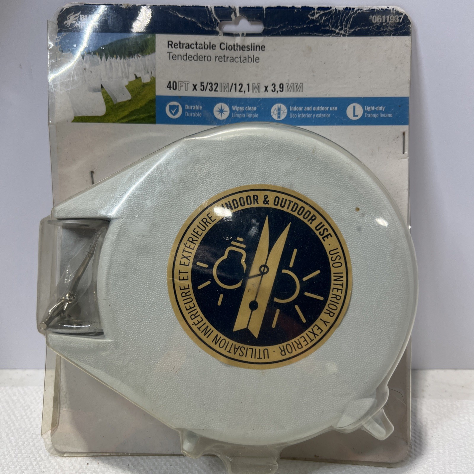 Retractable Clothesline 40ft Indoor Outdoor Use Durable Light Duty B5