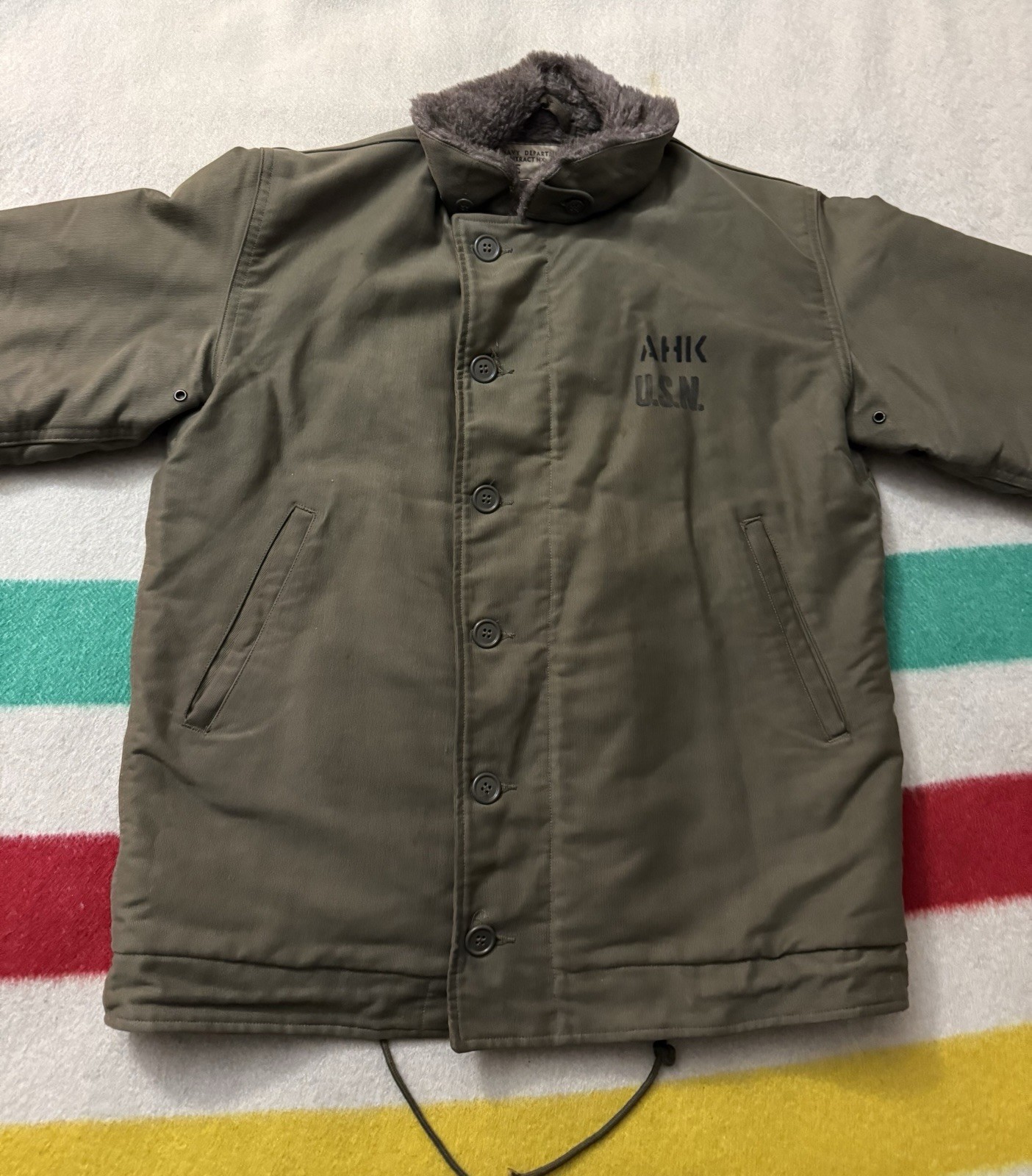 Vintage WW2 40s USN US Navy N1 Deck Jacket Size 38 Medium M Named NXsx 73744