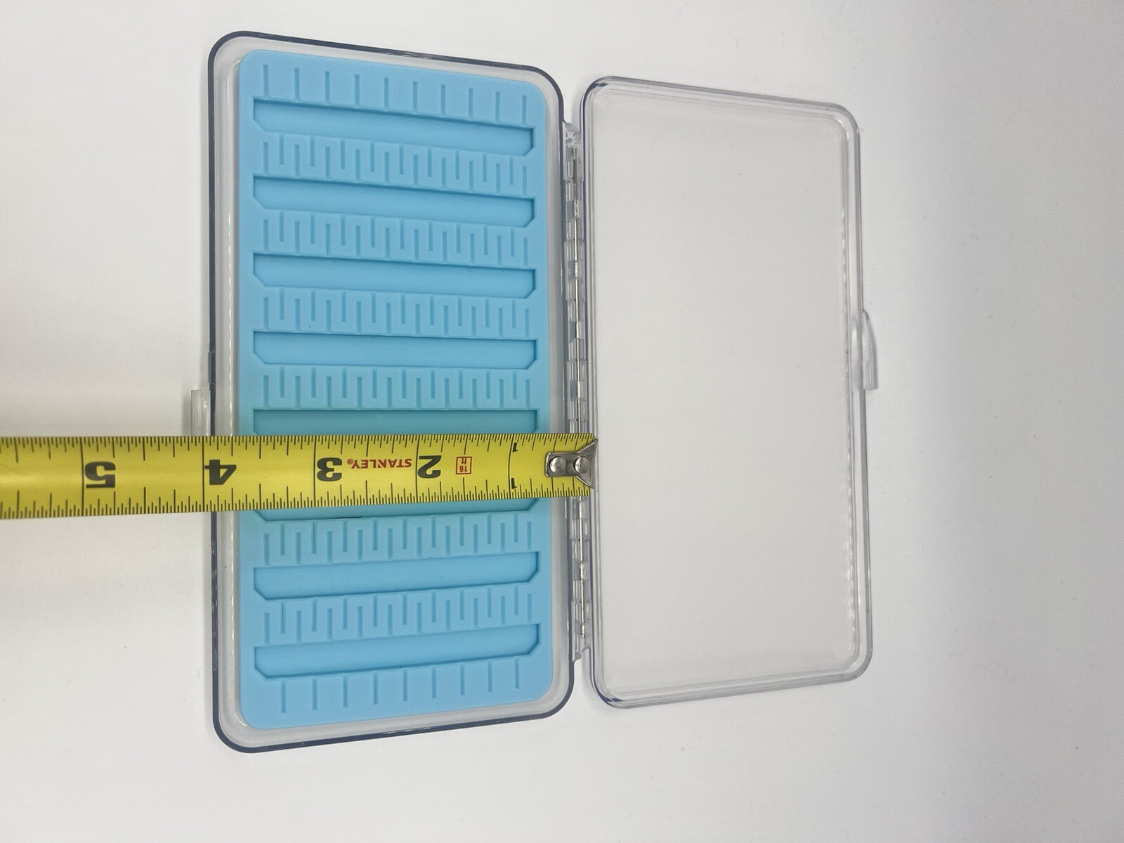 Large Thin Fly Box Silicone Slits, Clear Lid Horizontal or Vertical, Rainbow