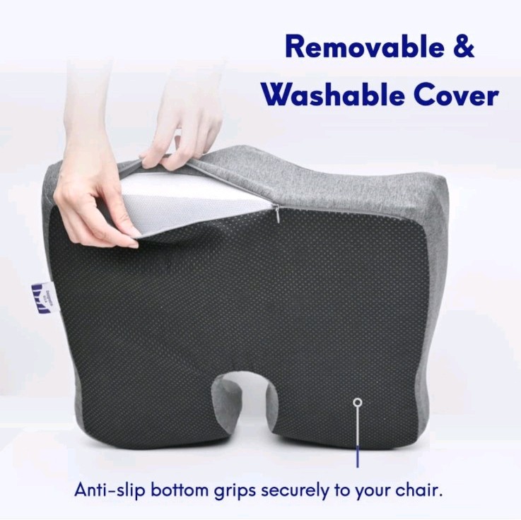 C Cushion Lab Dense Memory Foam Pressure Relief Ergonomic Seat Cushion, Gray