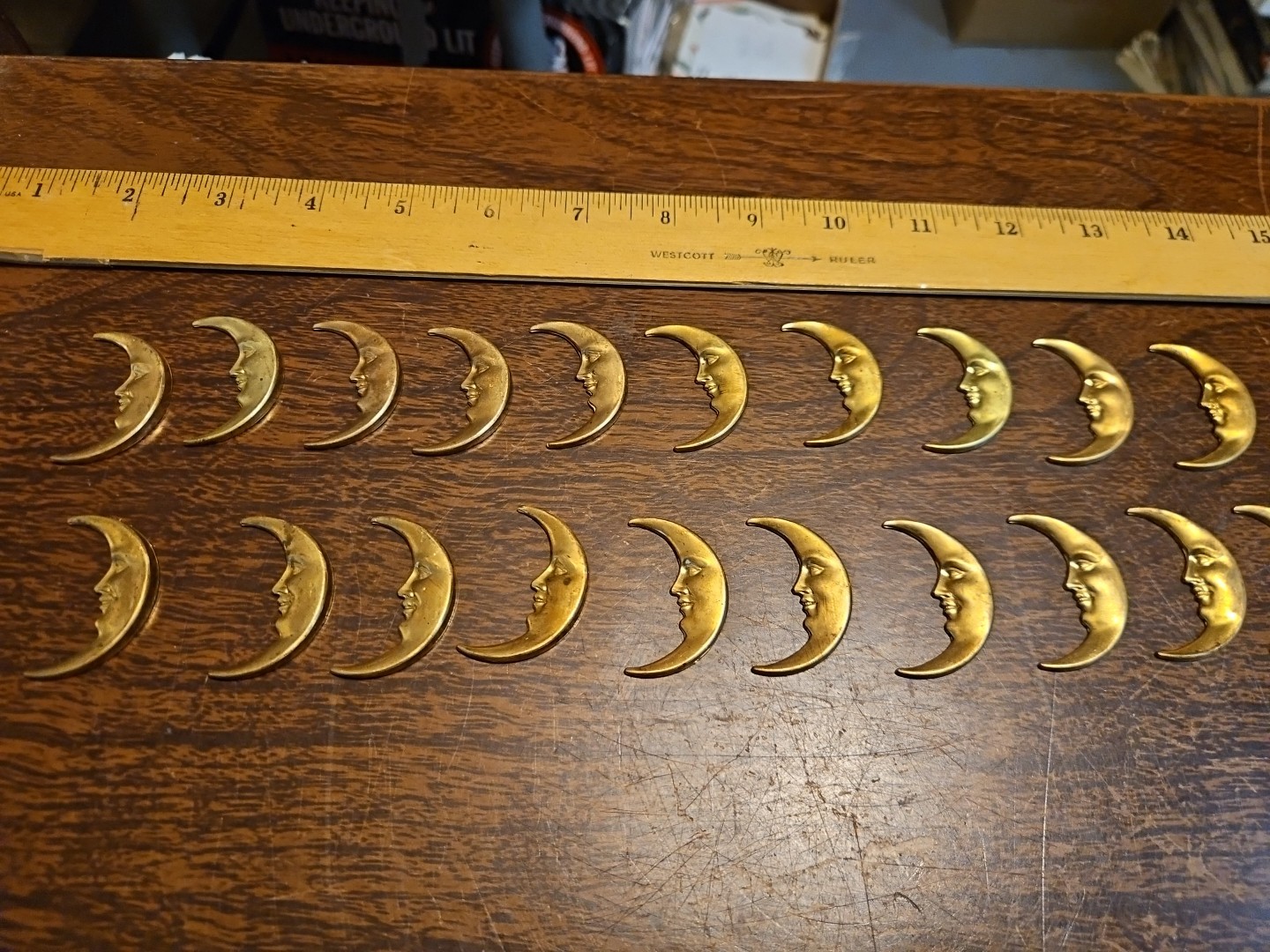 Lot Of 20 Half Moons France Vintage 60s Brass Stampings Findings Jewelry
