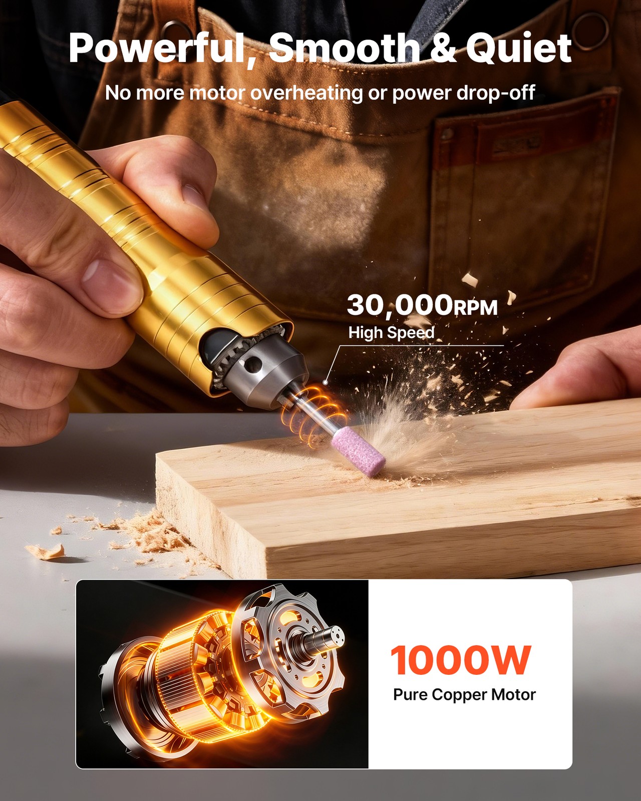 VEVOR Flex Shaft Grinder 1000W 30000RPM Flex Shaft Rotary Tool 74PCS Accessories