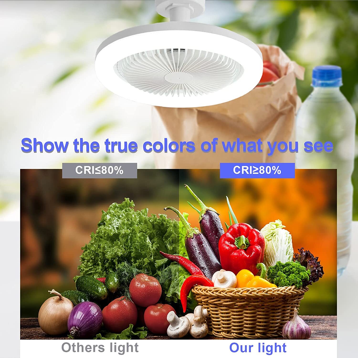 Mini Ceiling Fan with Lights,Socket Fan Light 10" Light Bulb Fan,3 Speeds