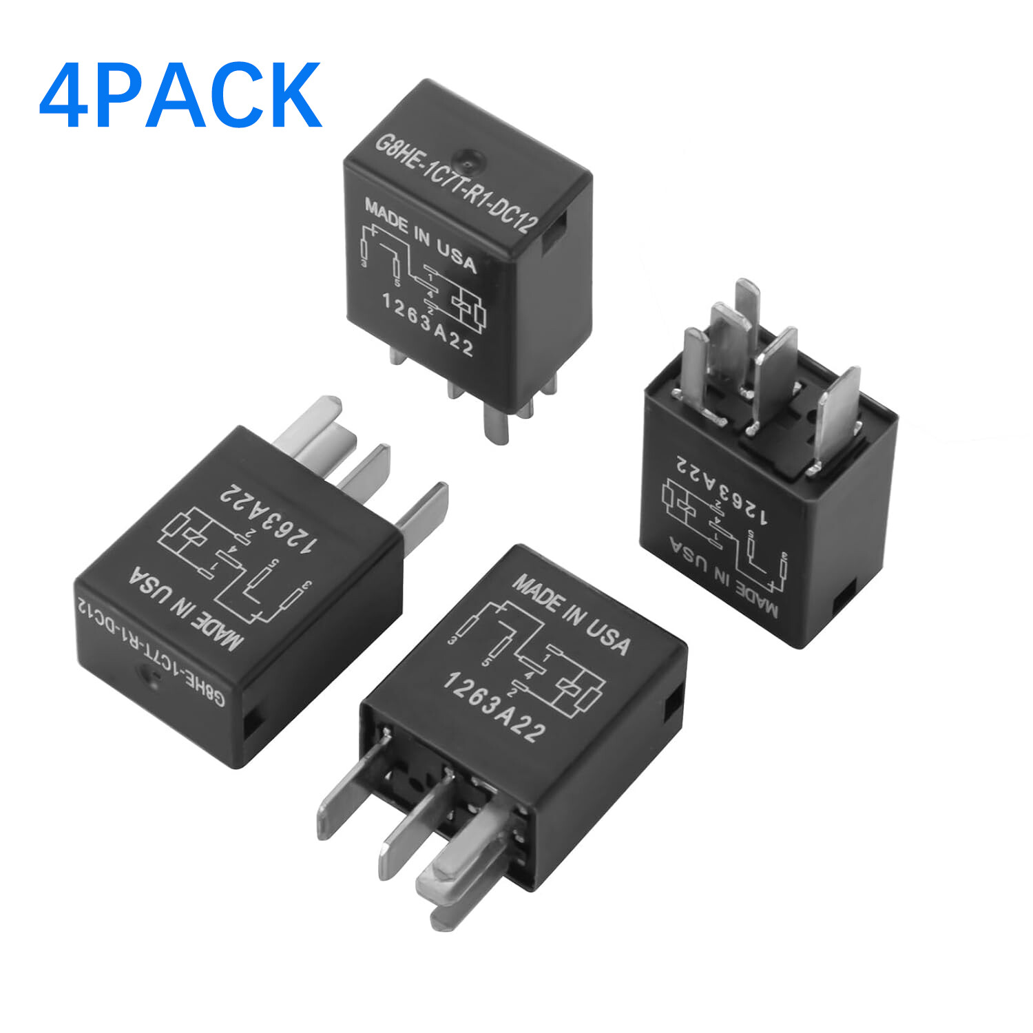 4pcs For OMRON G8HE-1C7T-R1-DC12 High Current Automobile Relays DC12V 5-Pins