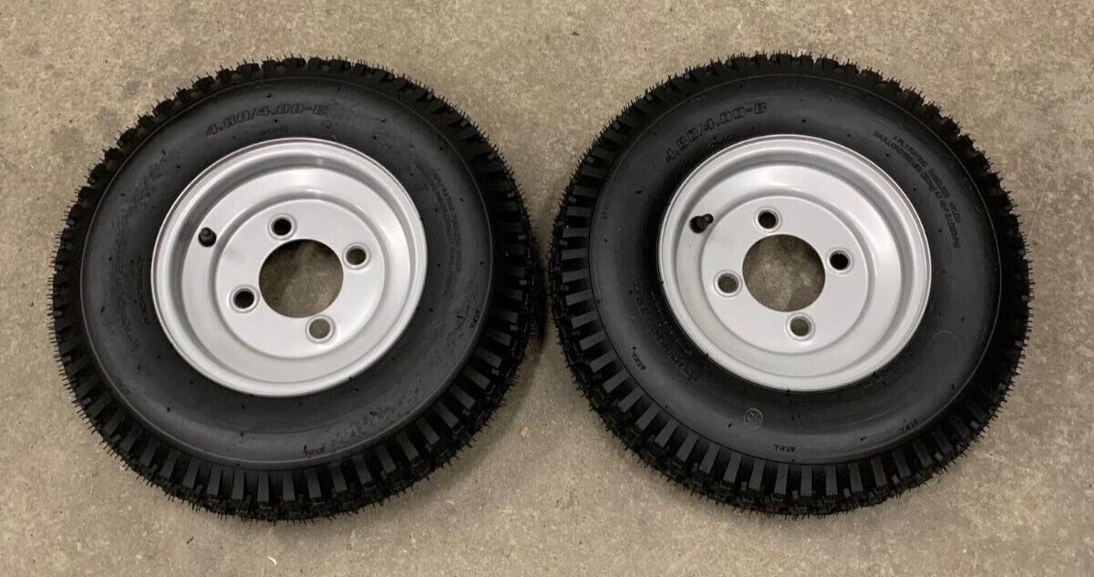 Pair [2] 4.80/4.00-8 Rims Tires Take offs Mower Golf Go Cart Wheelbarrow Trailer