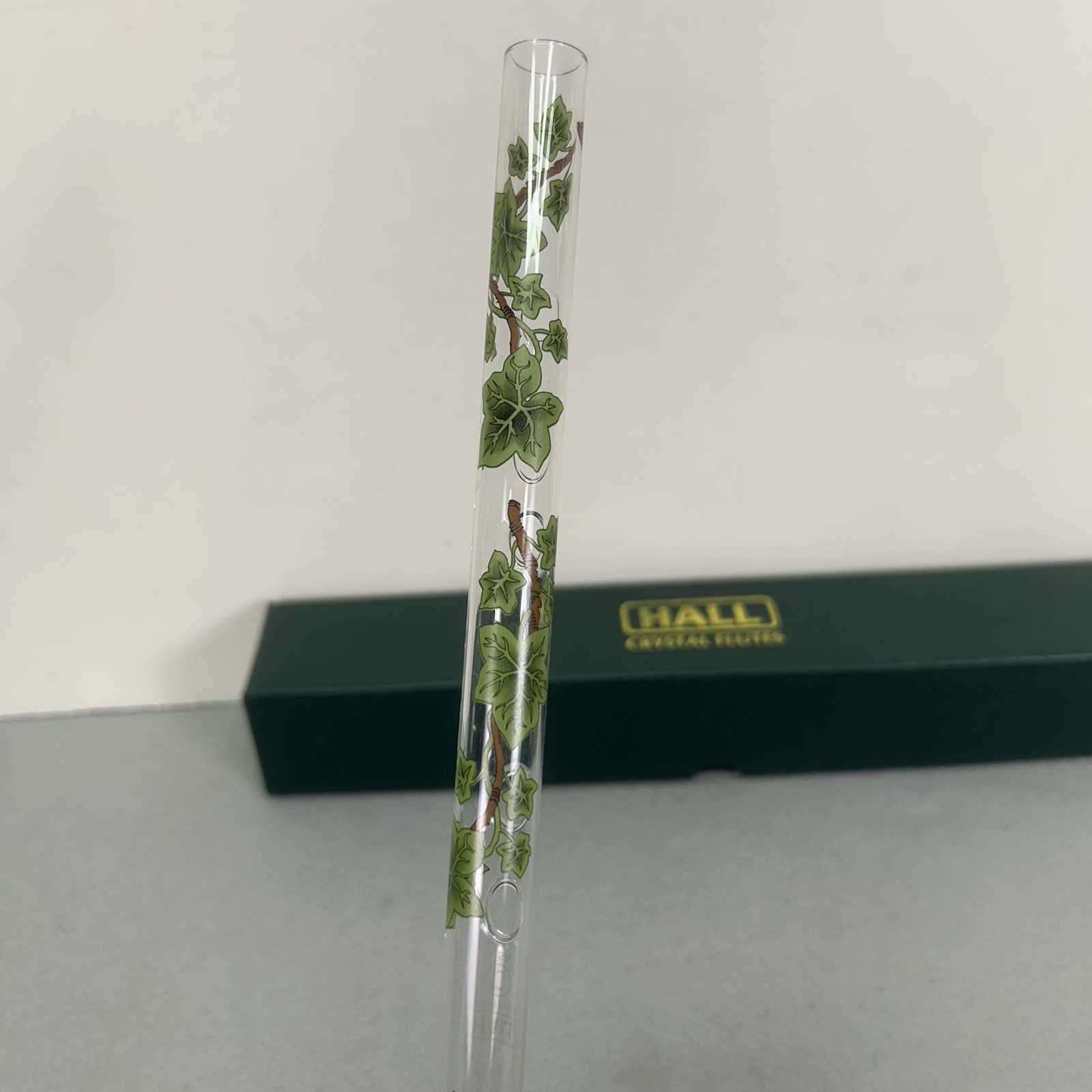 Hall Crystal Flute Piccolo in C Green Ivy With Box Glass Wind Instrument 12.5”