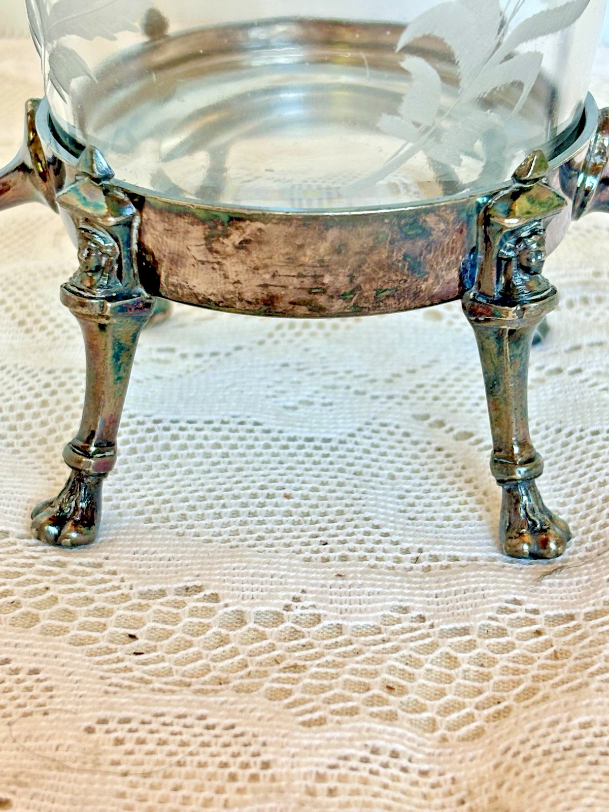 Antique Reed & Barton 980 Victorian Pickle Castor Etched Glass Silverplate