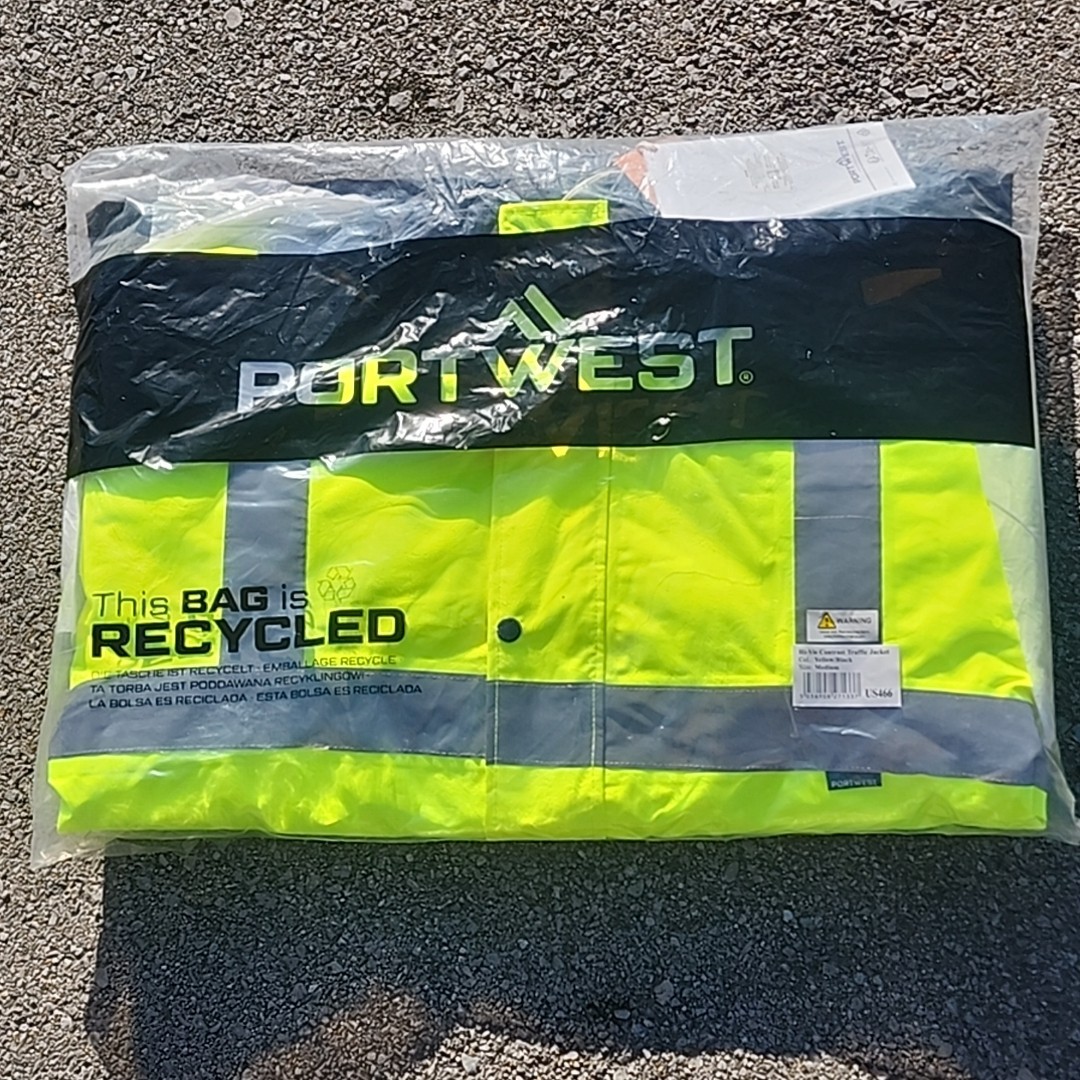 Portwest US466 Mens Waterproof Hi Vis Traffic Jacket Reflective Safety Coat Sz M