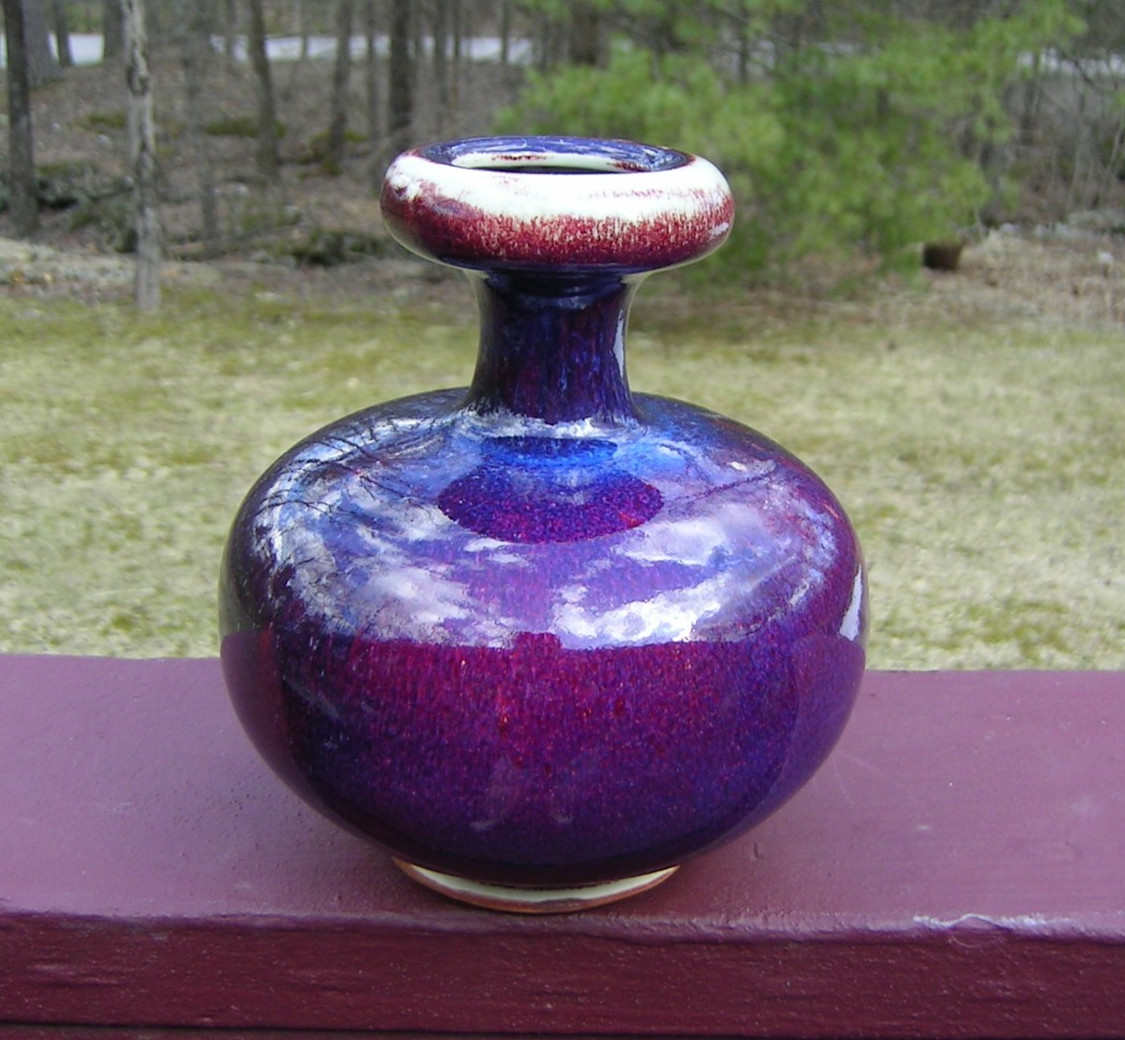 Chinese Flambé Glazed Vase Oxblood Purple