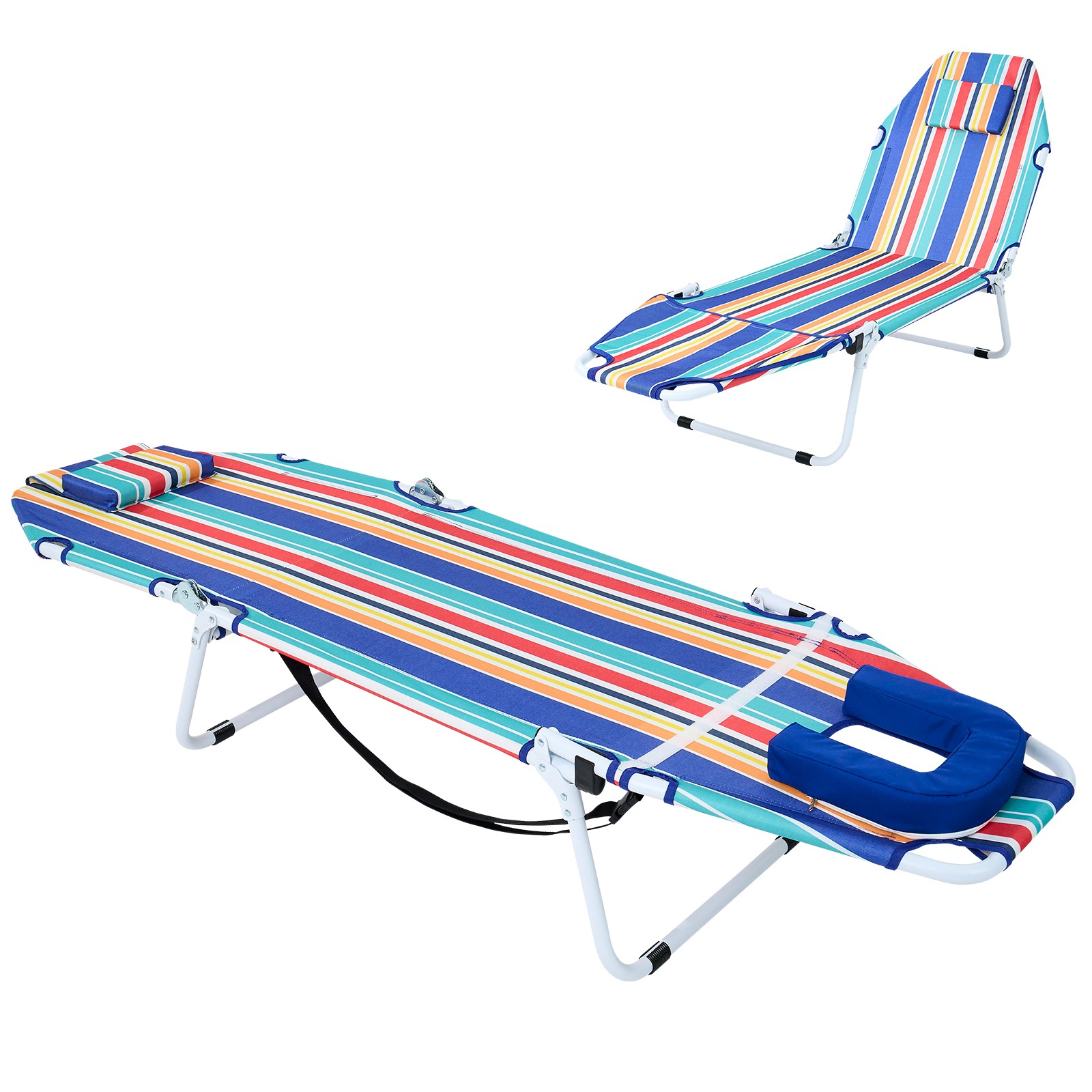 NAIZEA 2-in-1 Tanning Chair with Face Hole Lounge Chair Caming Bed with Mattress