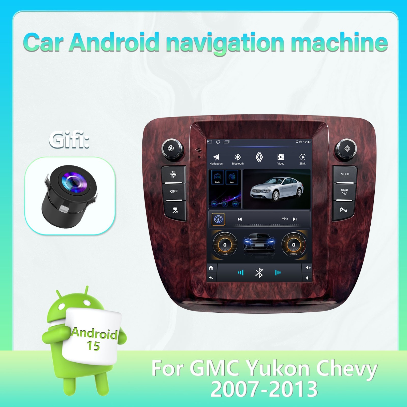 For 2007-2013 GMC Yukon Chevy Tahoe Suburban Apple CarPlay Car Radio Stereo GPS