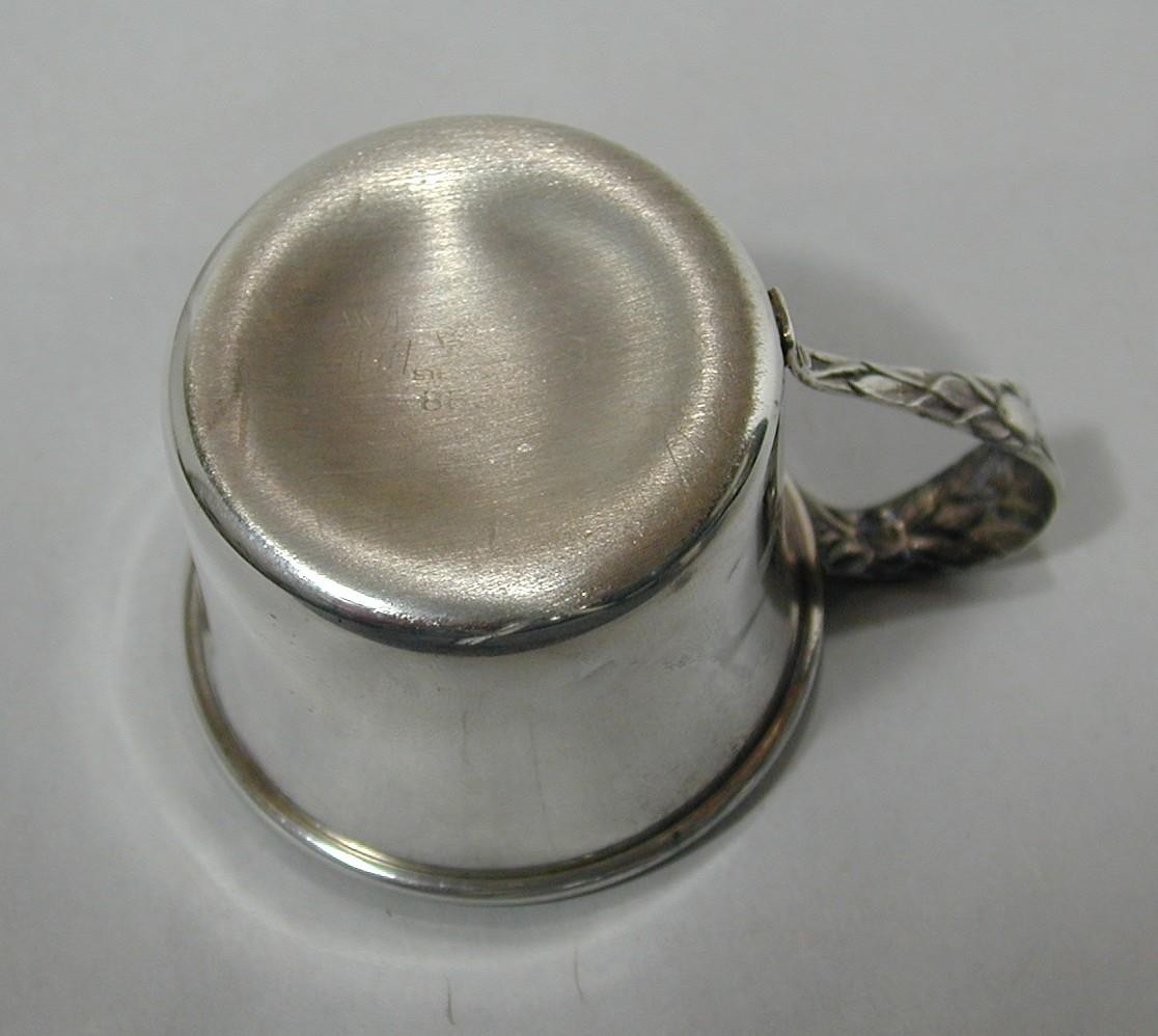 Antique Manchester Sterling 885 Art Nouveau Floral Fruit Baby Cup 925 Silver Vtg
