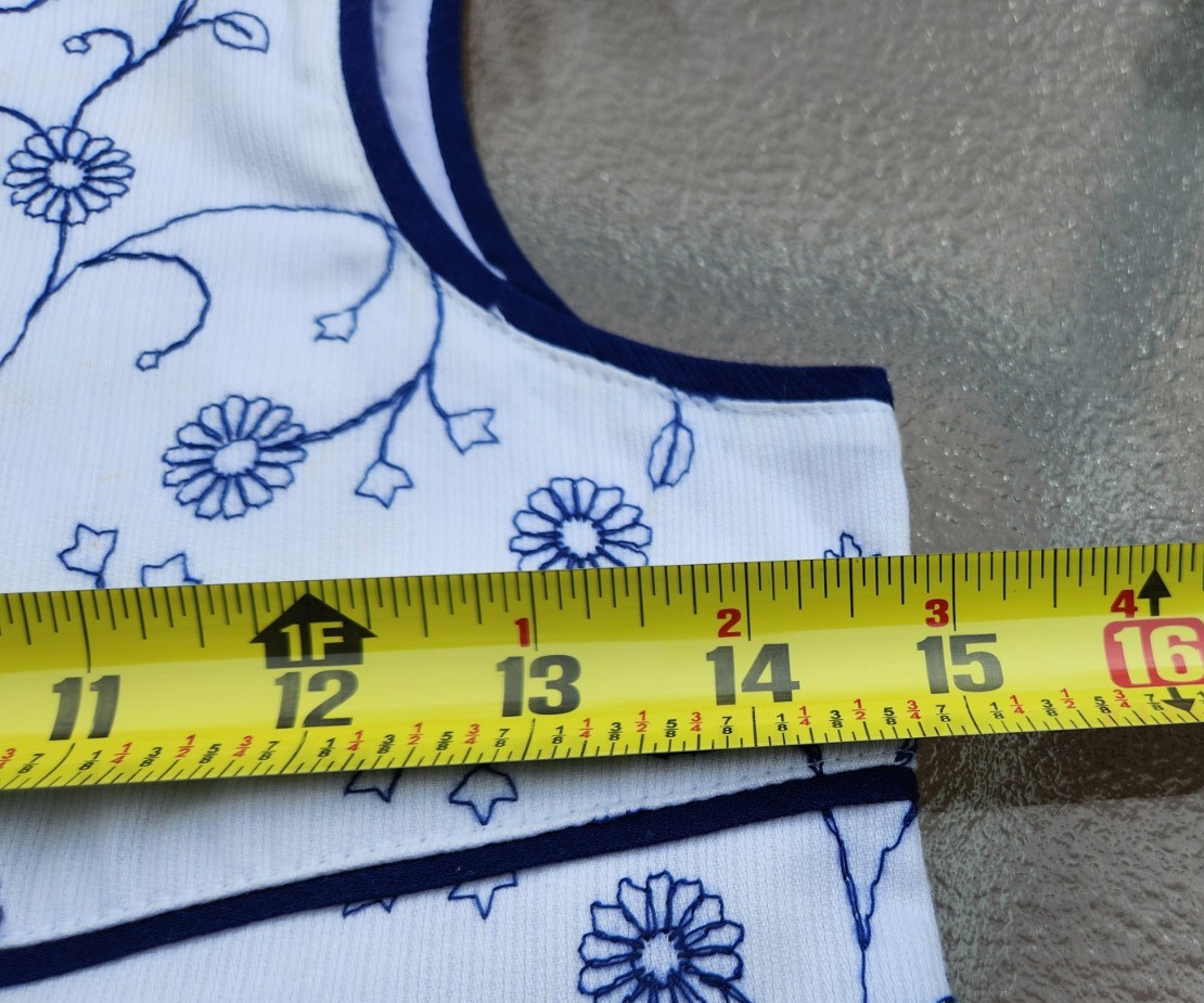 POLLY FLINDERS DRESS Sleevless White/Blue + matching Ponytail Band Girl's 10 NEW