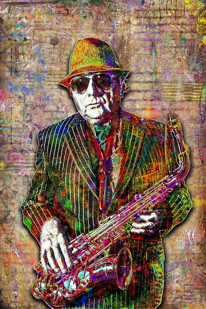 Van Morrison Poster, Van Morrison Sax Tribute Pop Art Fine Art Free Shipping US
