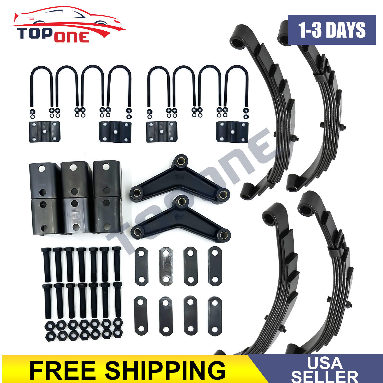 For 6000lb 6K Tandem Trailer Axle Suspension 5 Leaf Springs U-bolt + Hanger Kit