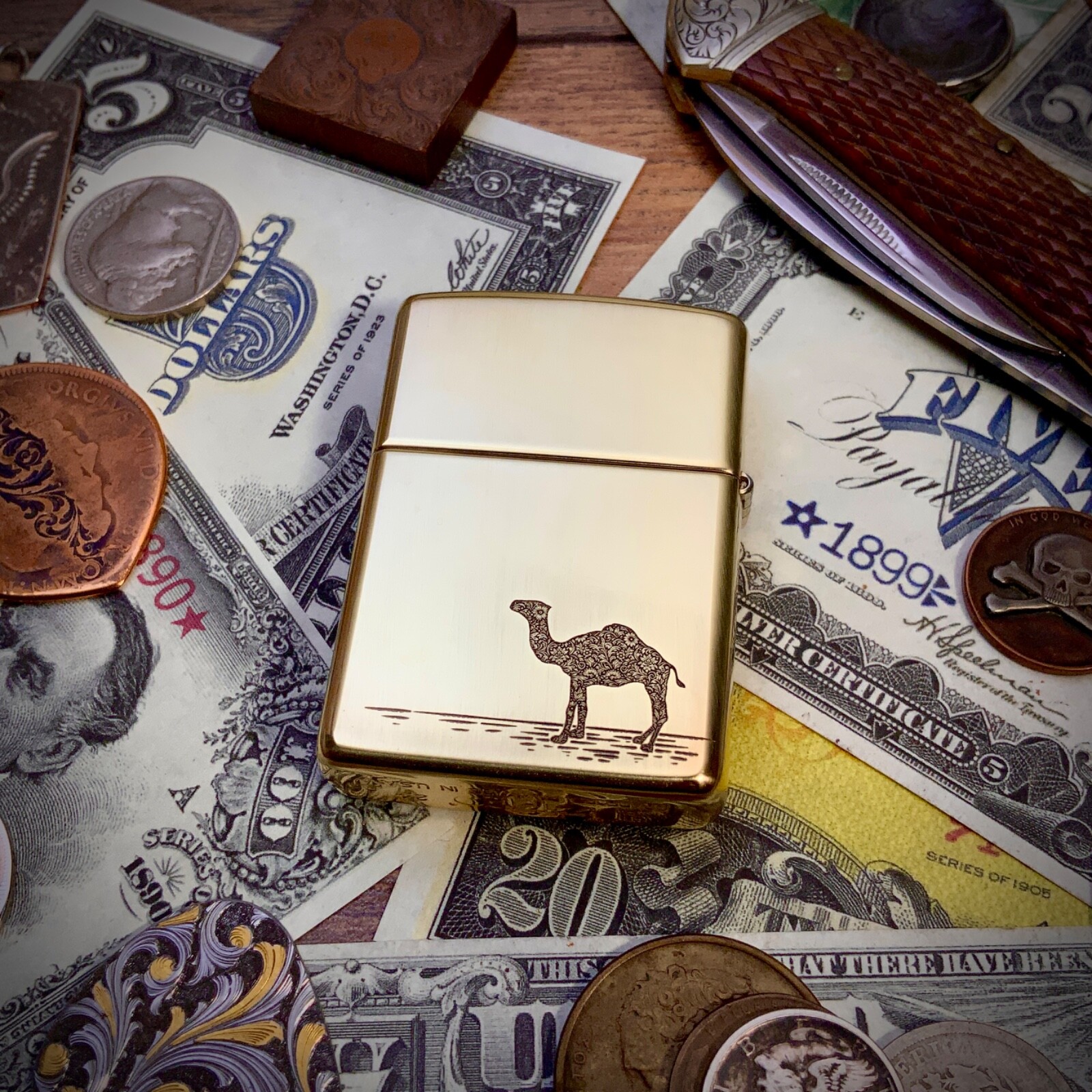 Zippo “Joe Camel” Engraved Brass Armor Cigarette Lighter - Limited Edition of 50