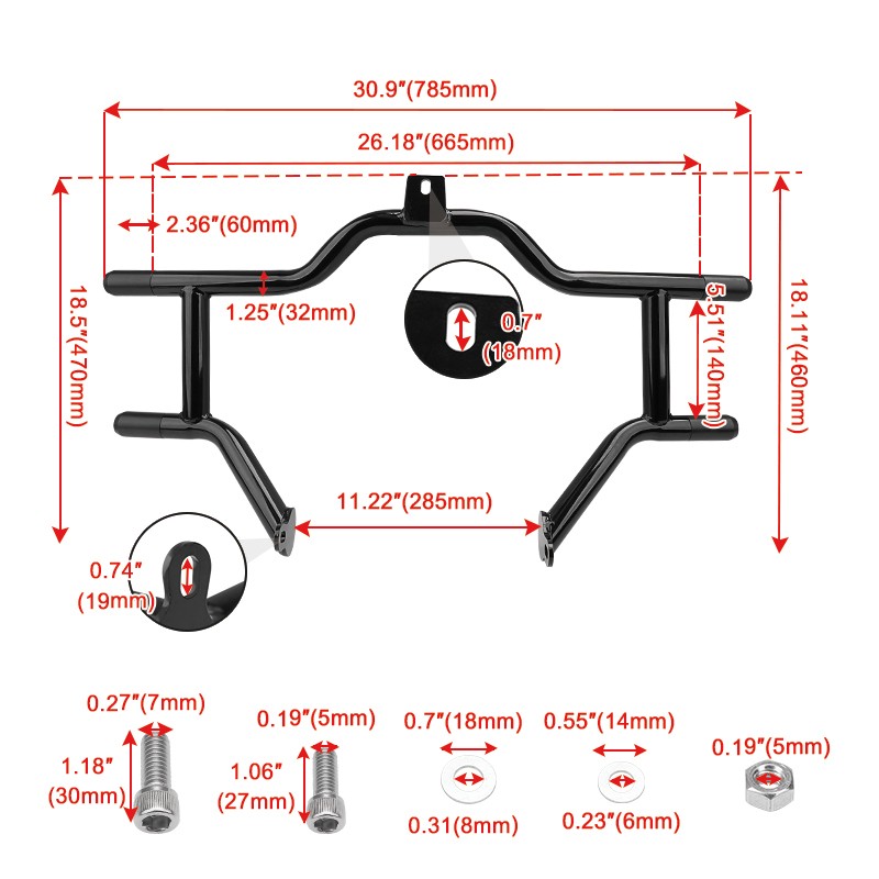 1.25" Engine Guard Highway Crash Bar For Harley Touring Street Glide 2009-2024