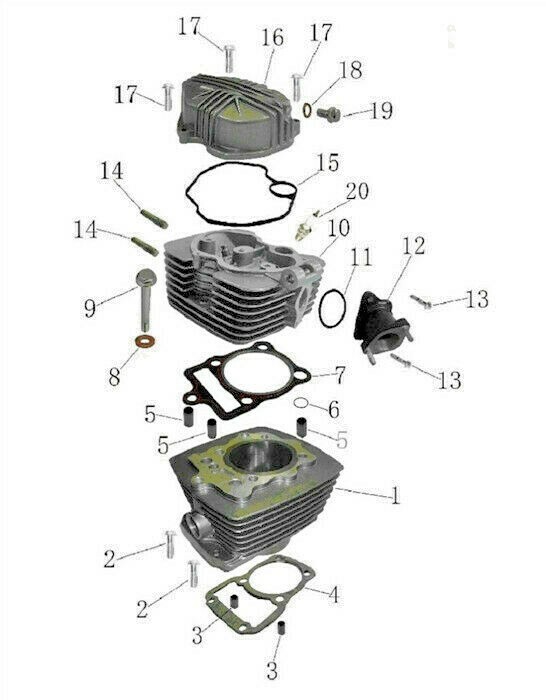 RPS Hawk 250 Carb Cylinder Head Assembly (#10 in Diagram) X-Pro