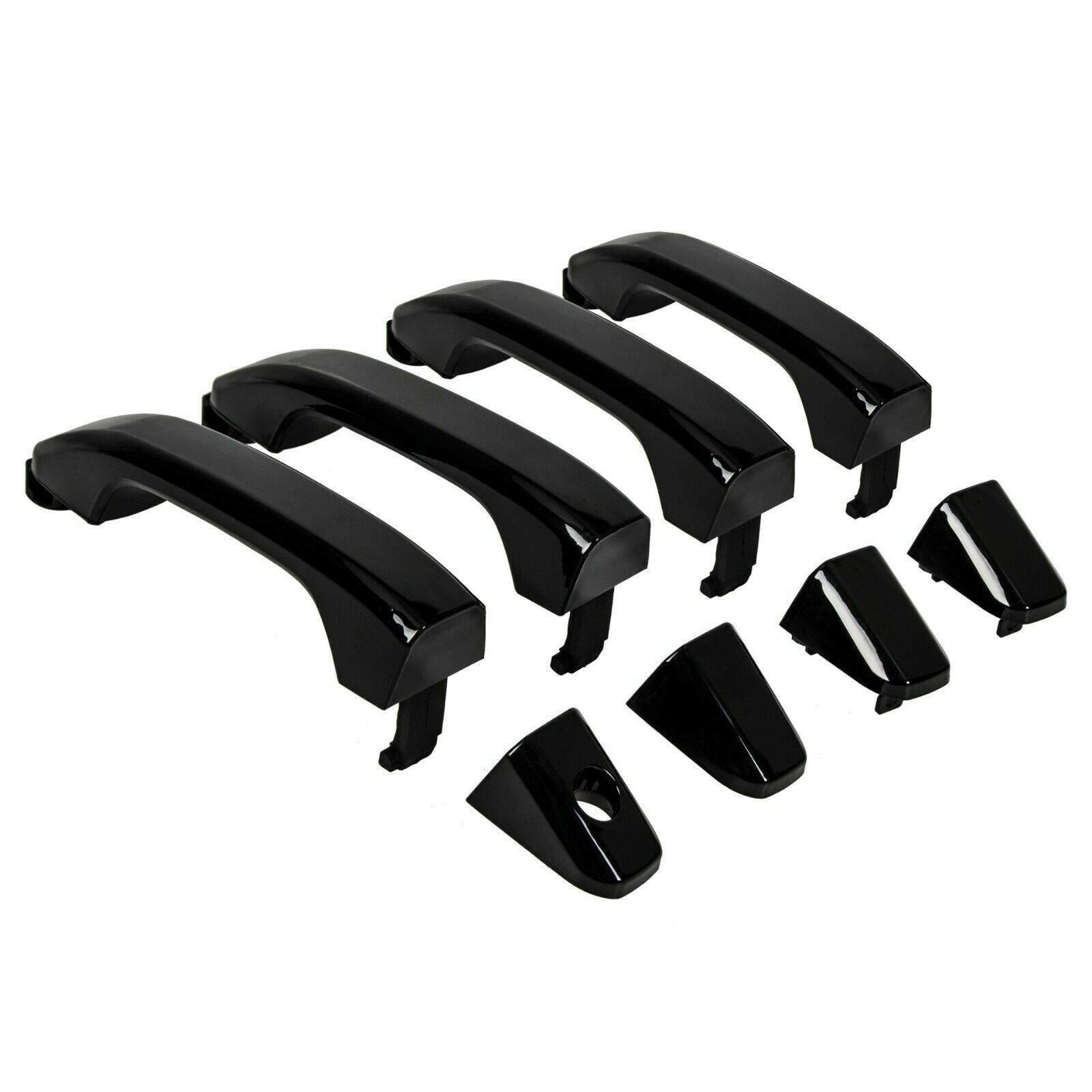 Gloss Black Outside Set of 4 Door Handle Fit 14-19 Chevrolet Silverado 1500 2500