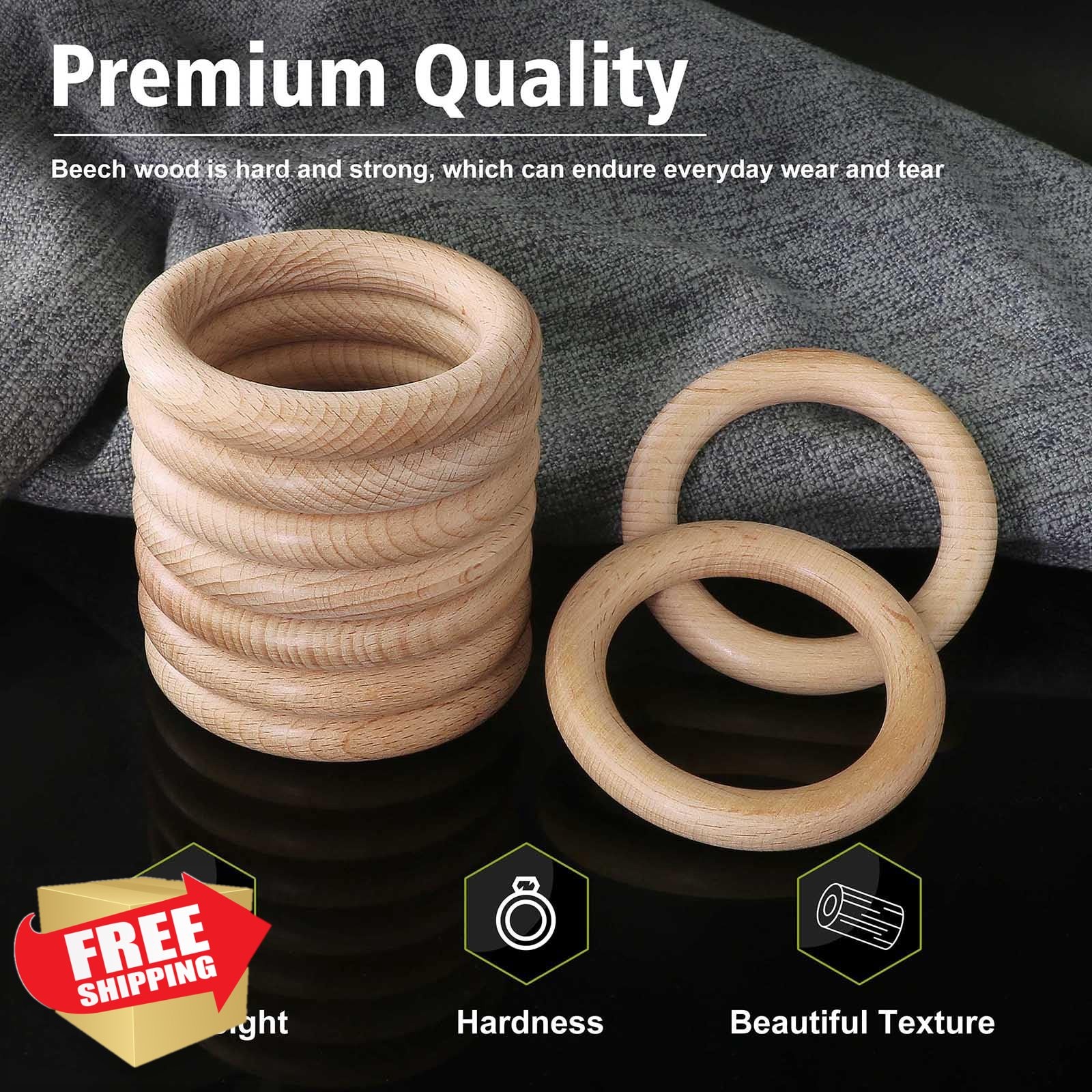 FoDau770 Beech Wood Rings 3 Inch Natural Unfinished Craft Circles for Macrame...