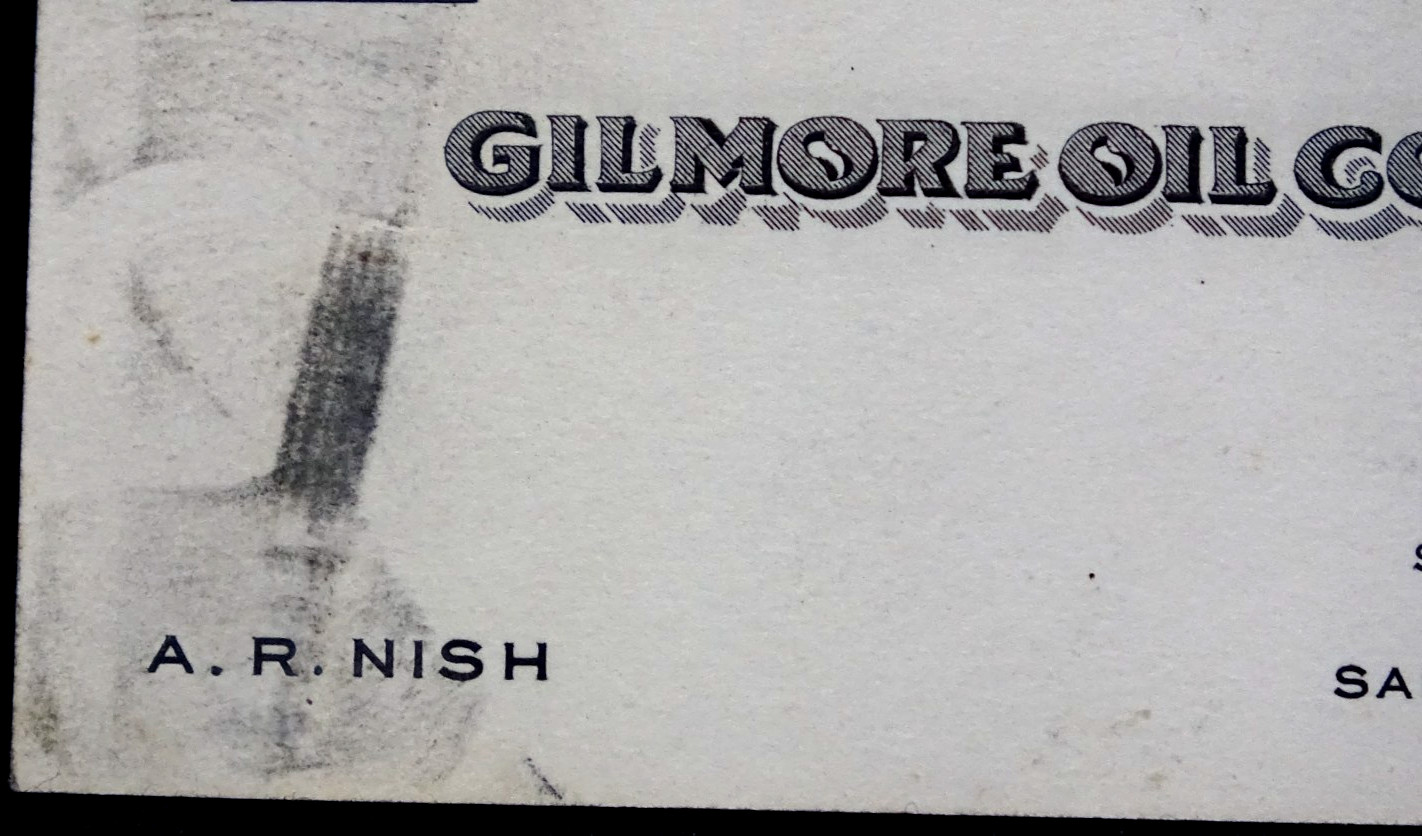Vintage GILMORE OIL COMPANY California BUSINESS CARD San Bernardino California
