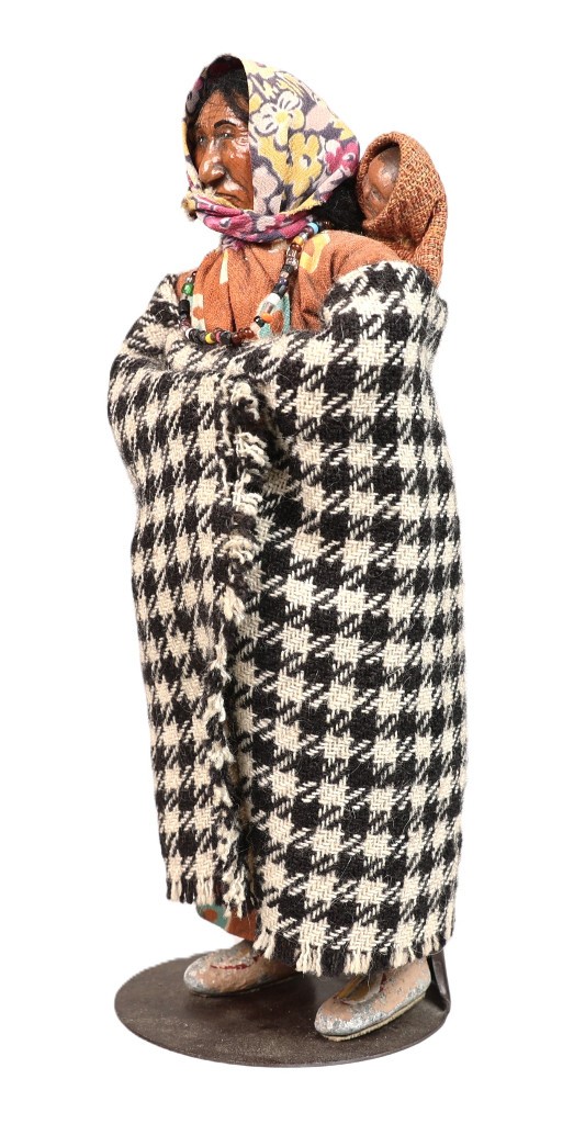 Winnebago Mother and Papoose Doll By Kate Mike ca. 1960 Size 8" H x 2.375" L