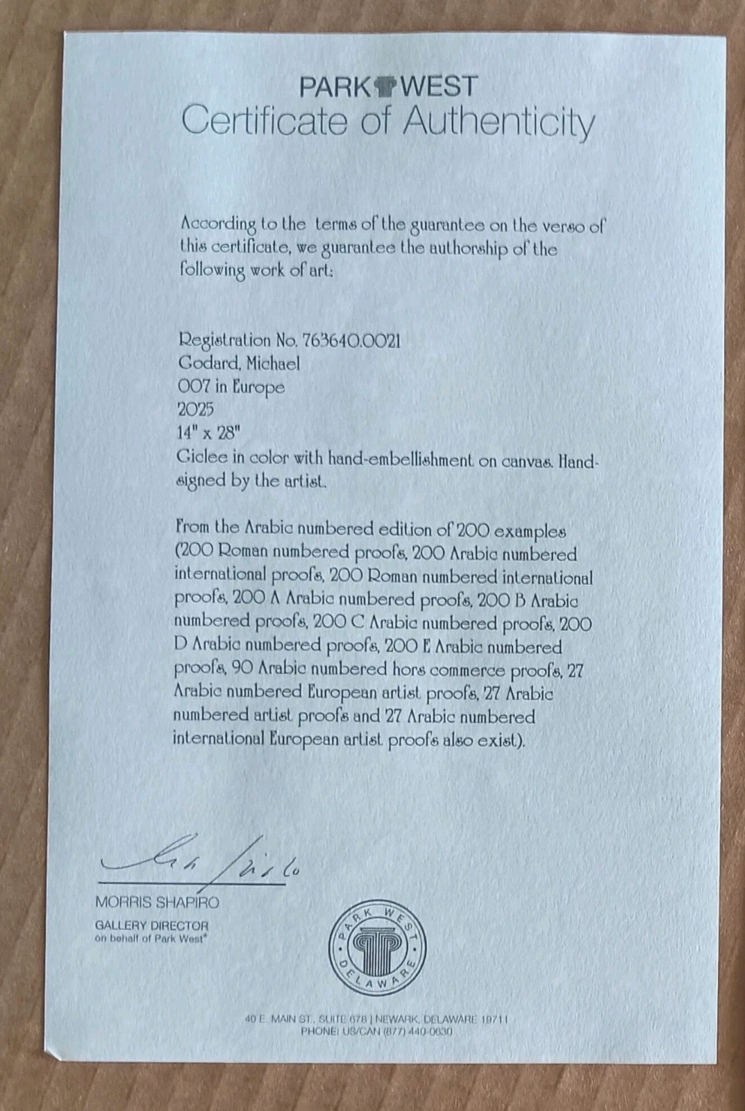 Michael Godard 007 In Europe James Bond Embellished Giclee LOW #21/200 COA