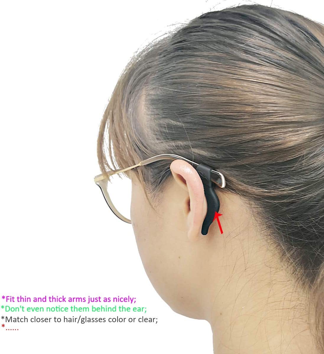 4 Pair Anti Slip Glasses Ear Hooks Tip Eyeglasses Grip Temple Holder Silicone US