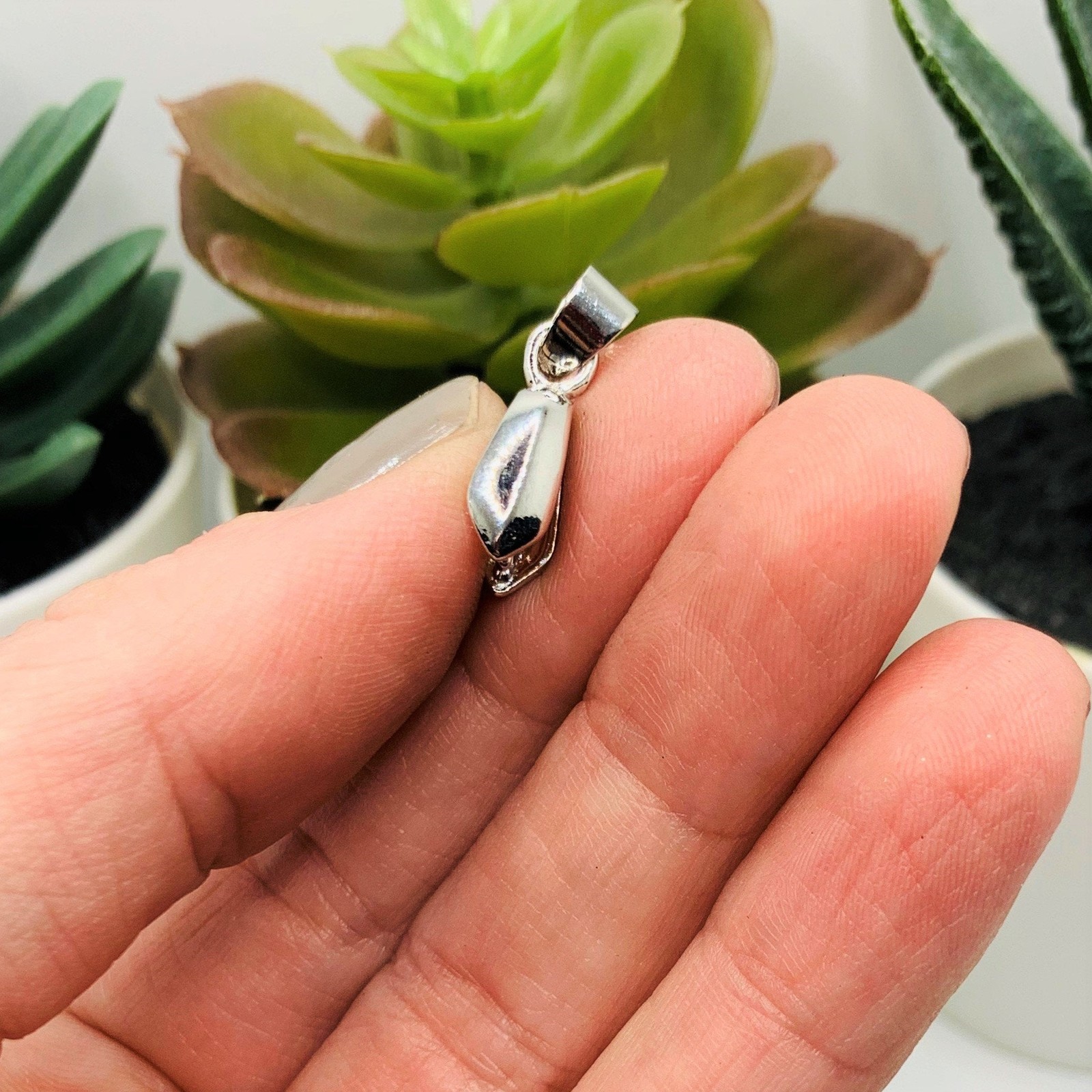 Silver Pinch Jewelry Pendant Bails, 7x14mm - US Seller