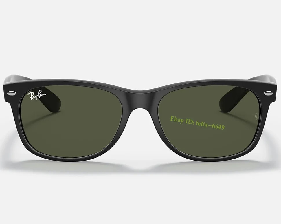 Ray-Ban RB2132 622 Matte Black Wayfarer Sunglasses G-15 Green Lens Unisex 55mm