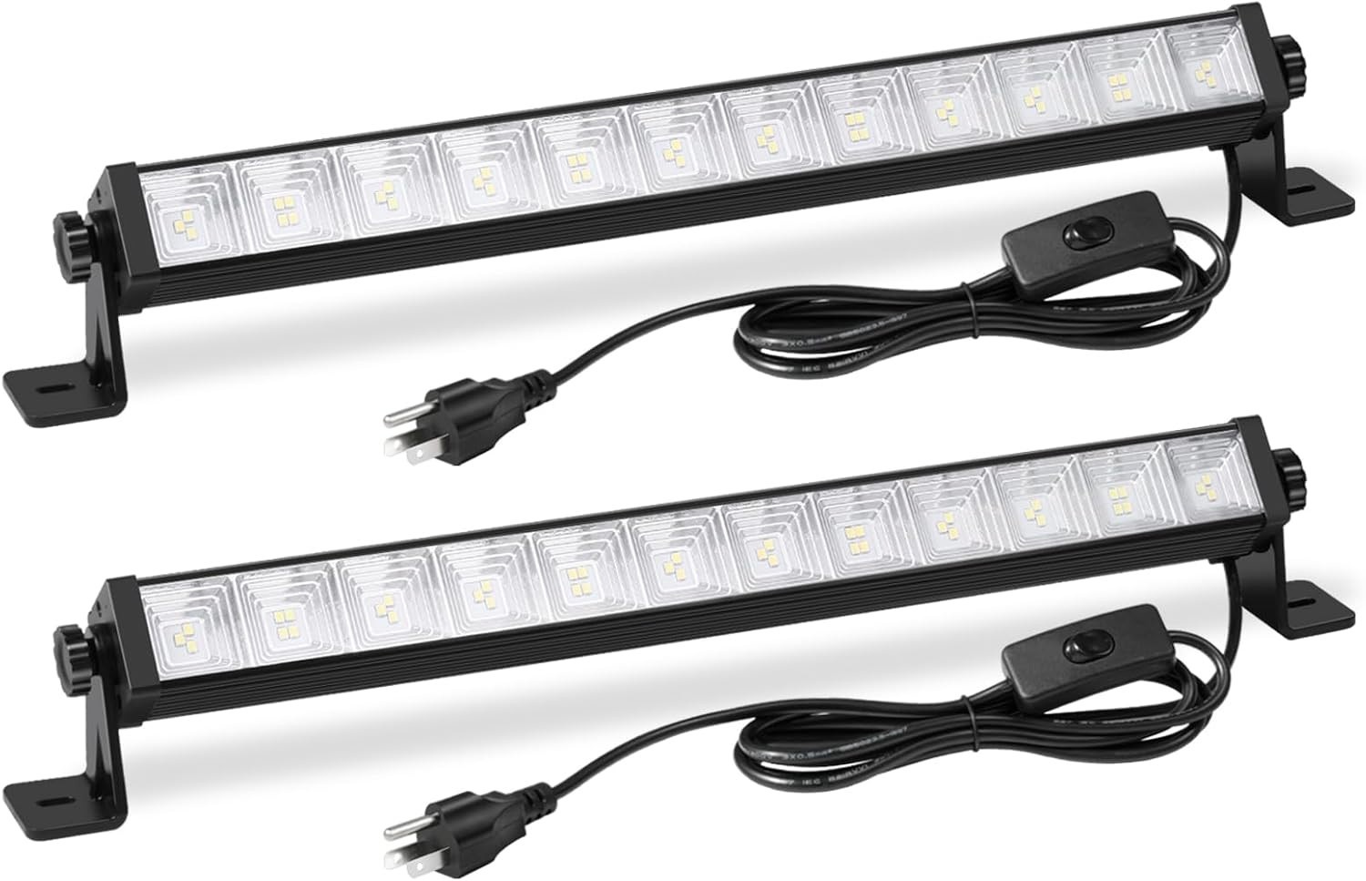 2 Pack 24W LED Shop Light, Plug in Garage Light with 6.5FT Cord and On/Off Switc