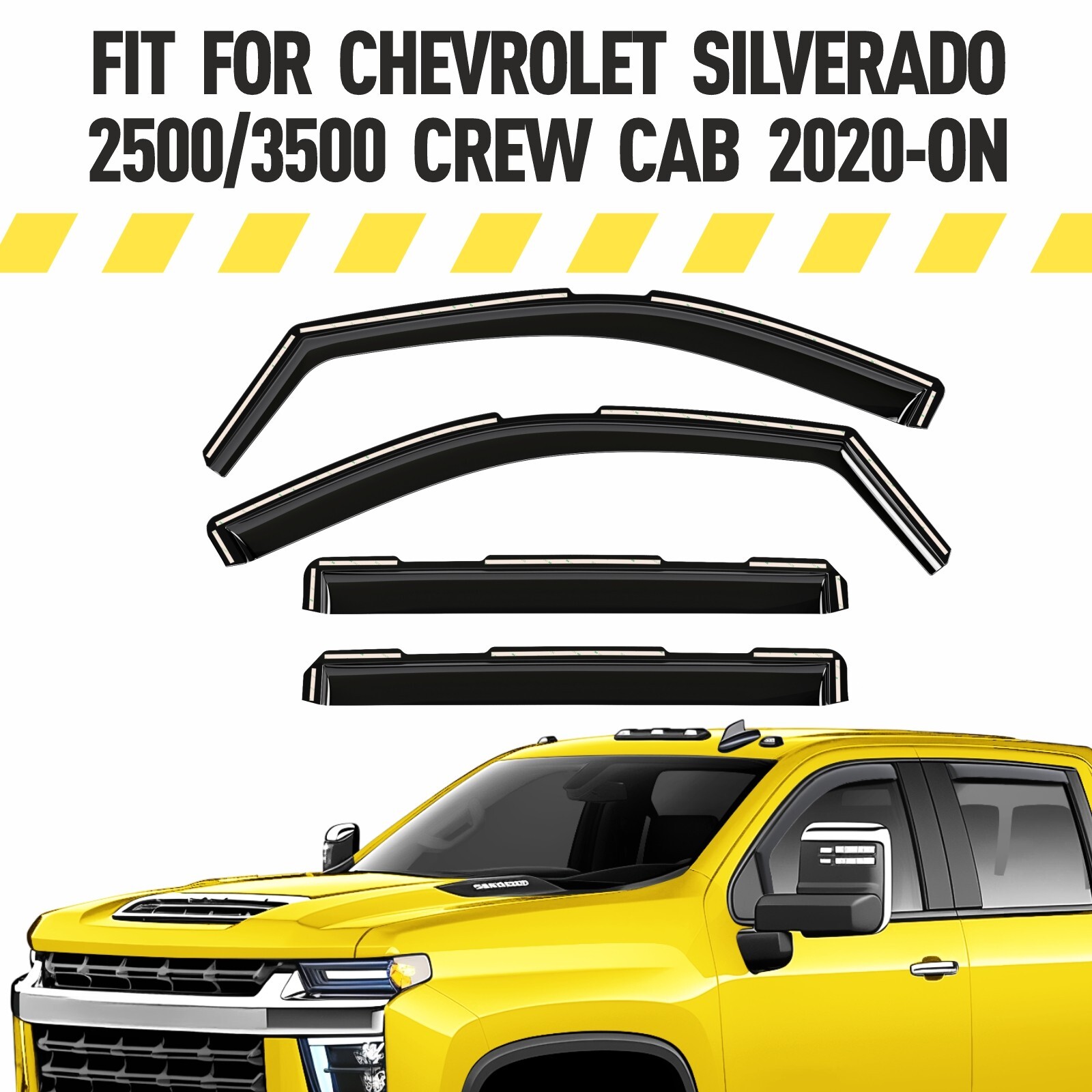 Rain Guards Vent Visors Shade for 2020-2026 Chevy Silverado Crew Cab 2500/3500