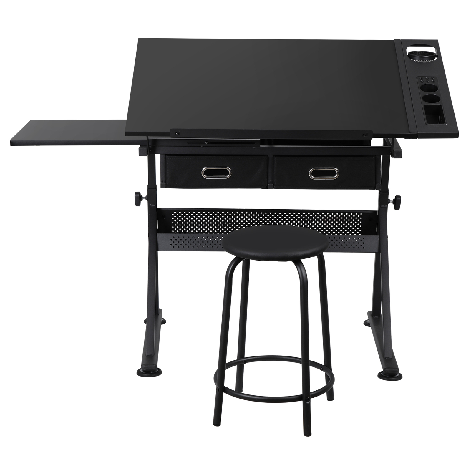 Drafting Desk Drawing Table Adjustable Tabletop with Stool Arts & Crafts Black