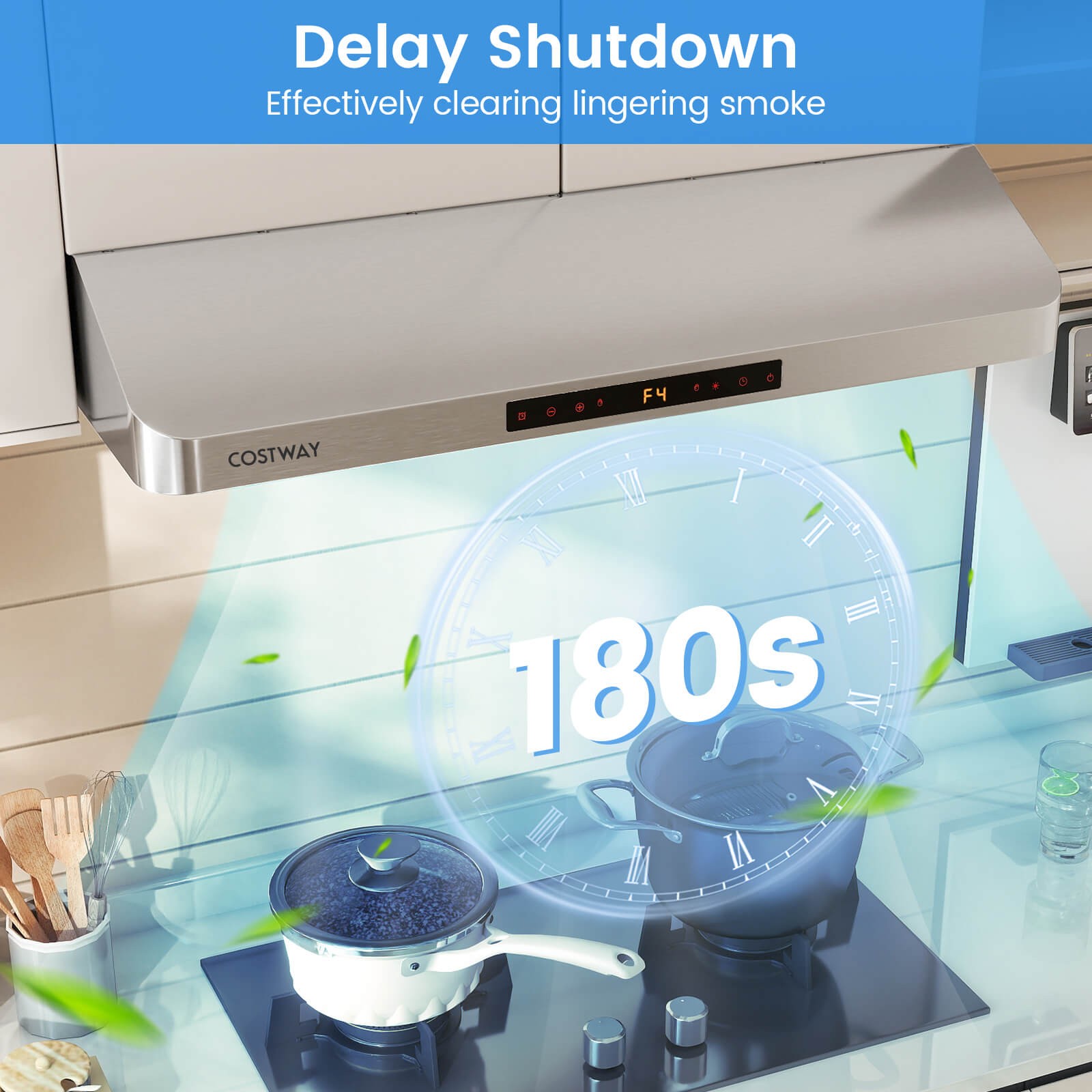 36 Inch Under Cabinet Range Hood w/Oil Collector, 4 Fan Speeds, Touch/Gesture