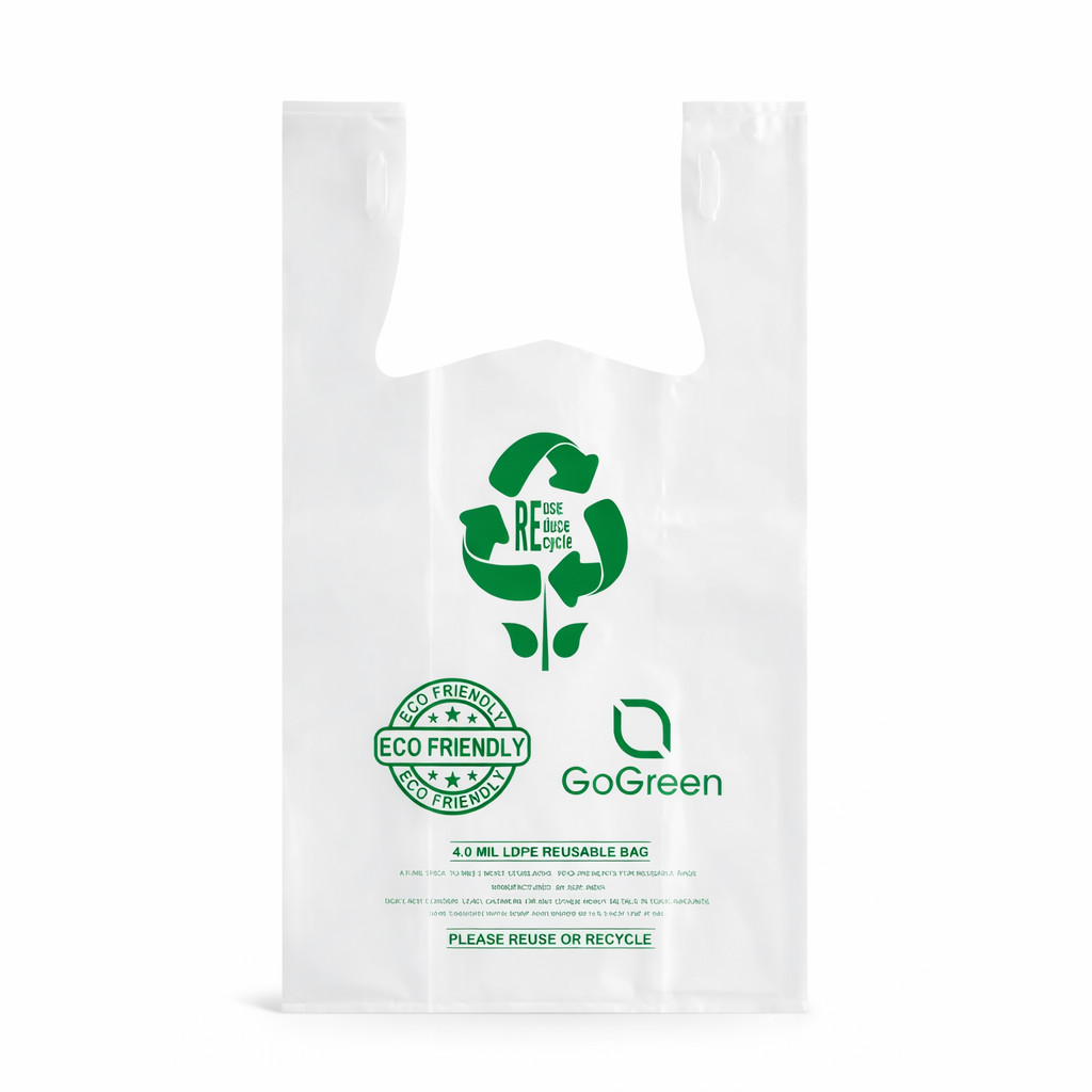 Clear Plastic T-Shirt Grocery Bags 3 Mil Heavy Duty Reusable 1/6 21x6.5x11.5
