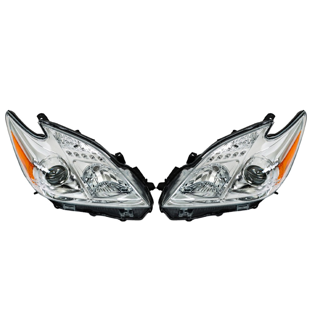 For 2012-2014-2015 Toyota Prius Headlight Halogen Right&Left Side Chrome Housing