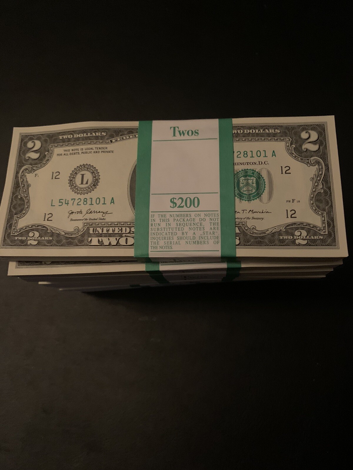 100 ($2) TWO DOLLAR BILLS UNCIRCULATED SEQUENCIAL - 2017A (BUY 2 AND SAVE)